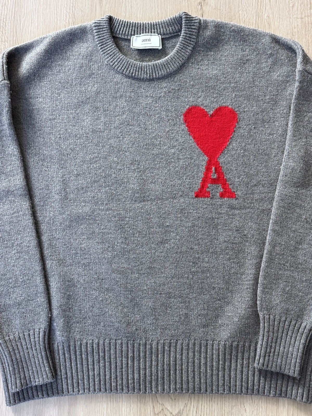 AMI AMI Paris De Coeur Red Sweater Grey Oversized Medium Unisex Size US M / EU 48-50 / 2 - 4 Thumbnail