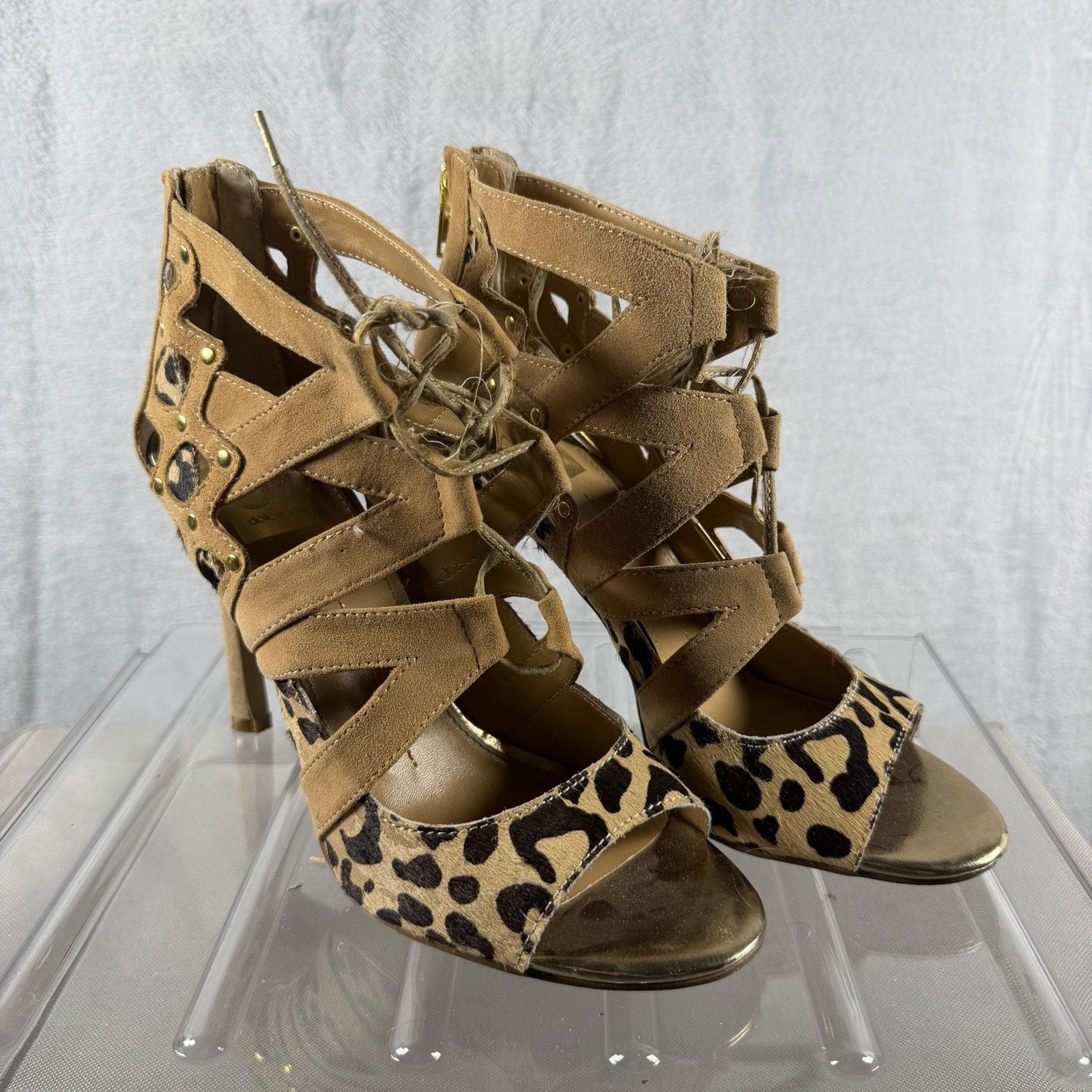 Dolce Vita Dolce Vita Strappy Stiletto Heels Women’s 7 Tan Leopard Y2K Size US 7.5 / IT 37.5 - 2 Thumbnail