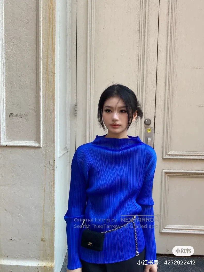 Issey Miyake Issey Miyake Electric Blue Klein Blue Short Sleeve Size L / US 10 / IT 46 - 7 Thumbnail