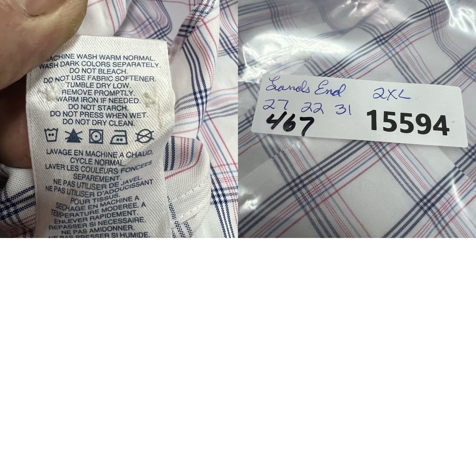 Lands' End Lands' End Button-Up Shirt Men XL Blue Red White Check Long Sleeve Casual Travel Workwear Regular Size US XL / EU 56 / 4 - 8 Thumbnail