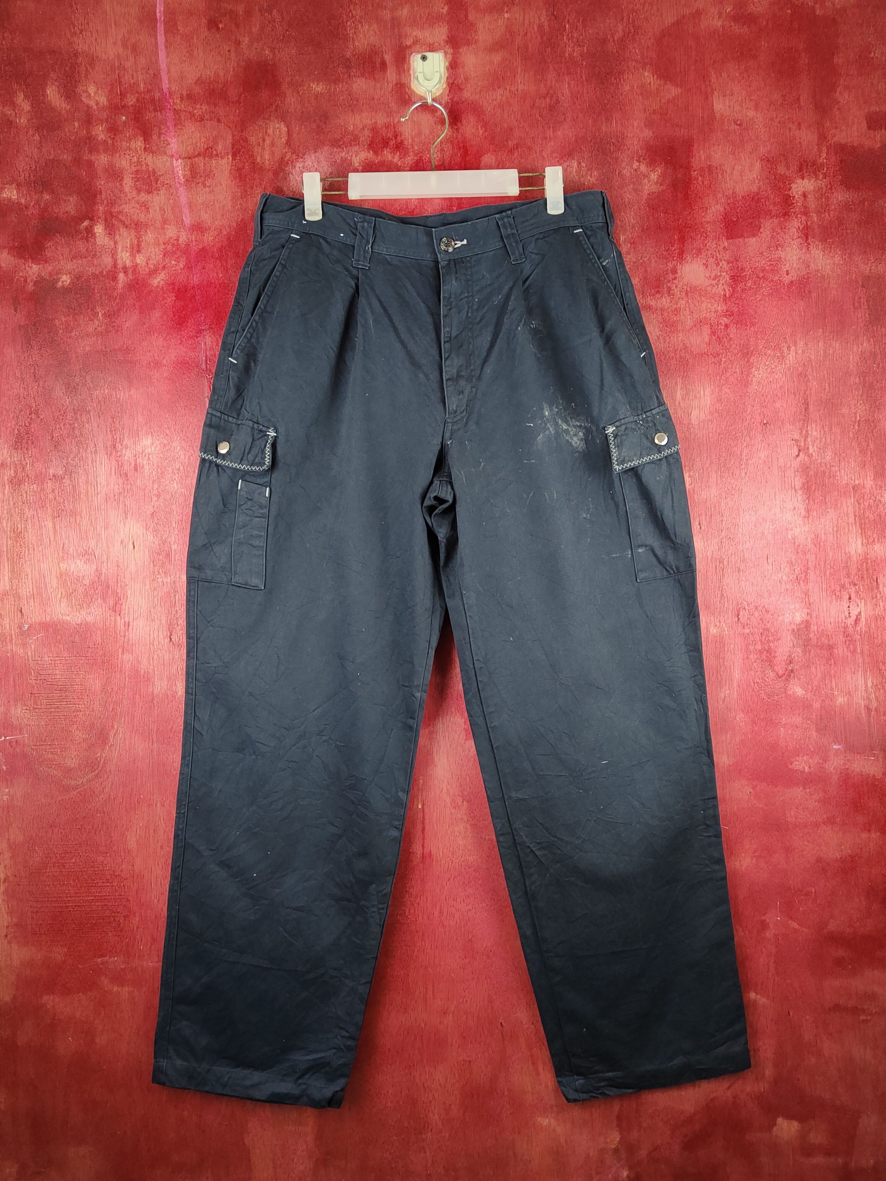 Gin Washi Dark Blue Multipocket Tactical Cargo Pants #S1456