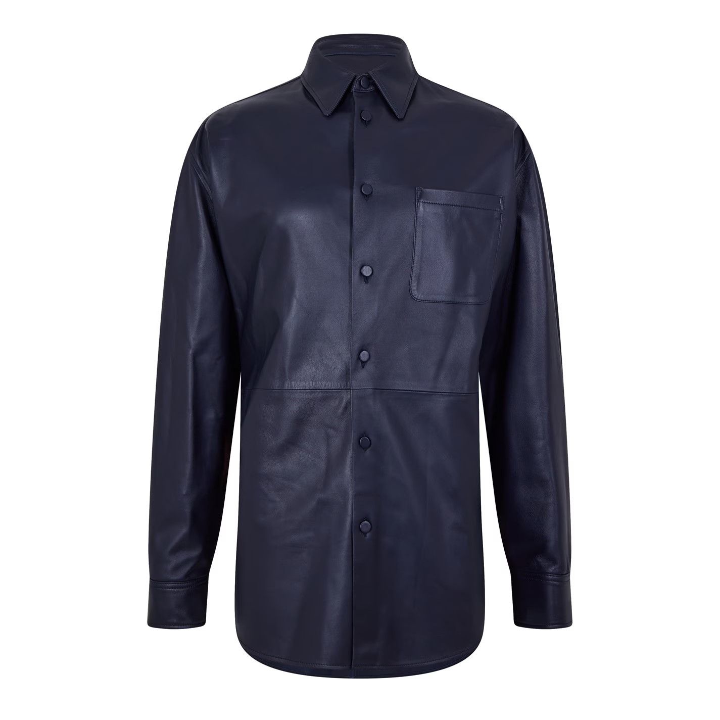 Off-White o1g2r1mq0326 Leather Shirt in Blue Size US M / EU 48-50 / 2 - 1 Thumbnail