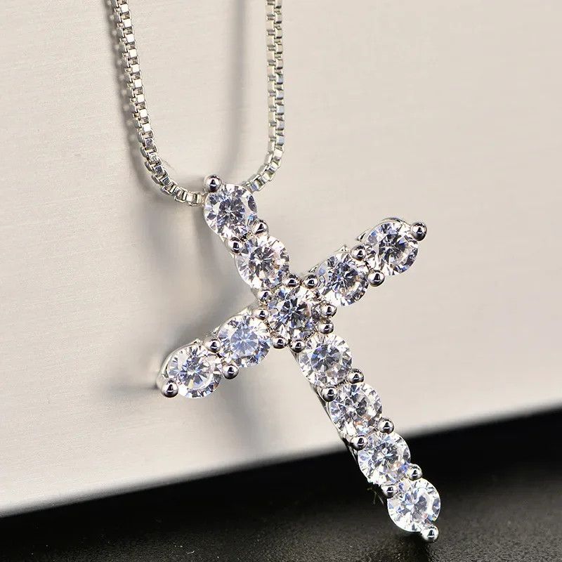 Jewelry Zircon Cross Pendant Necklace Size ONE SIZE - 2 Thumbnail