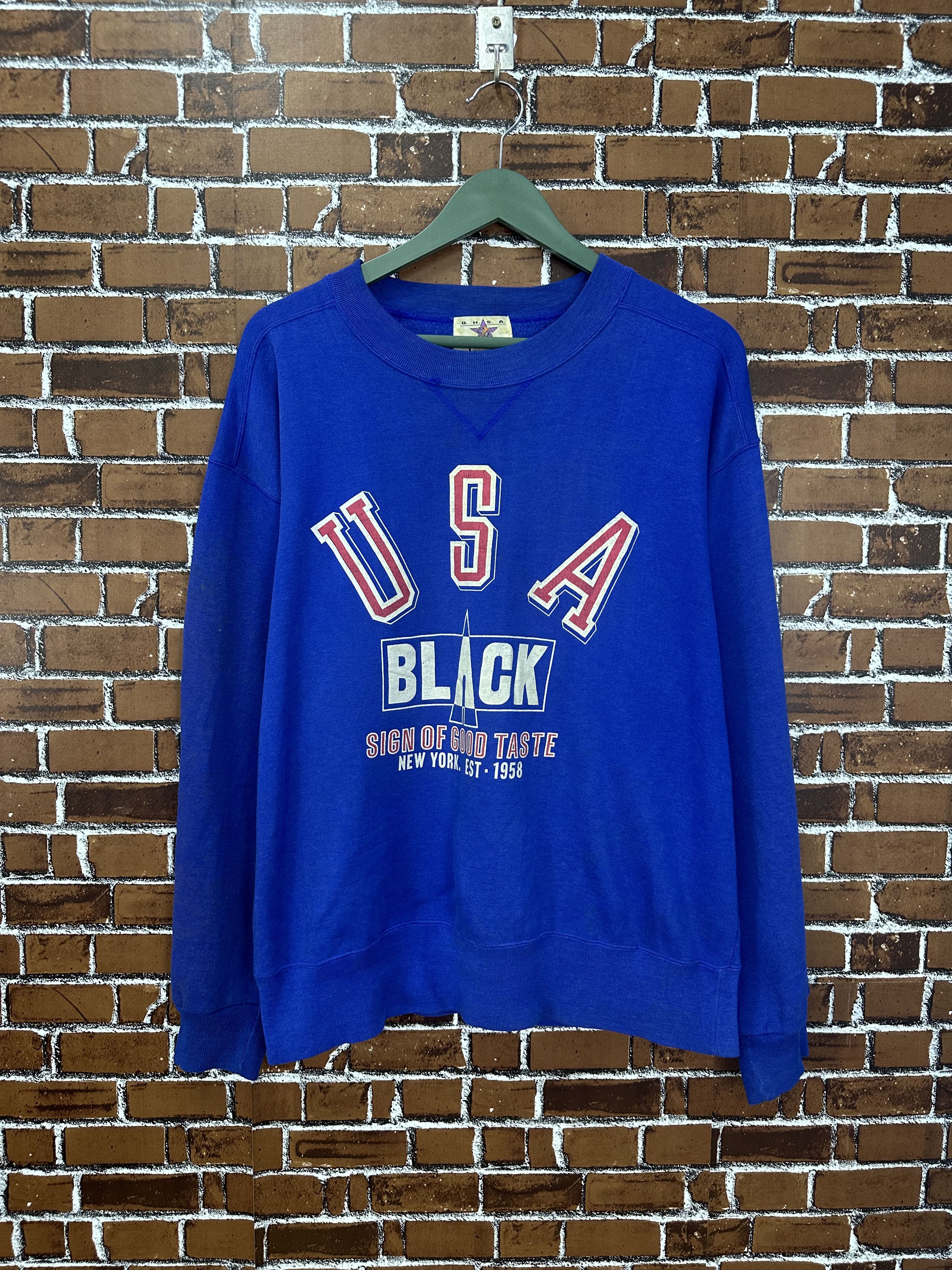 Vintage Vintage USA Black Sign Of Good Taste Boxy Crewneck Z493 Size US L / EU 52-54 / 3 - 1 Thumbnail