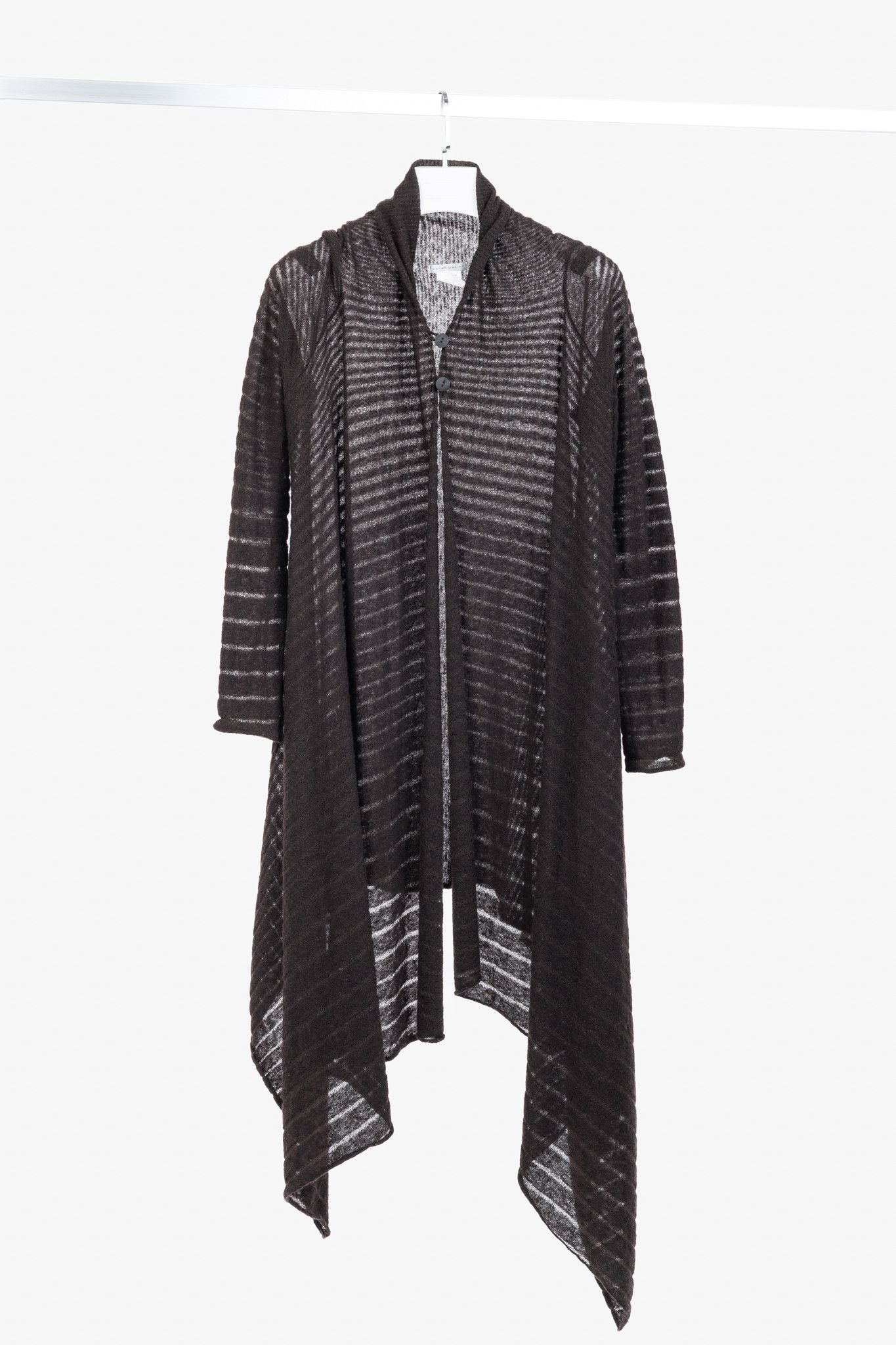 Sarah Pacini Sarah Pacini Brown Wool-Blend Burnout-Stripe Cardigan Size ONE SIZE - 1 Thumbnail