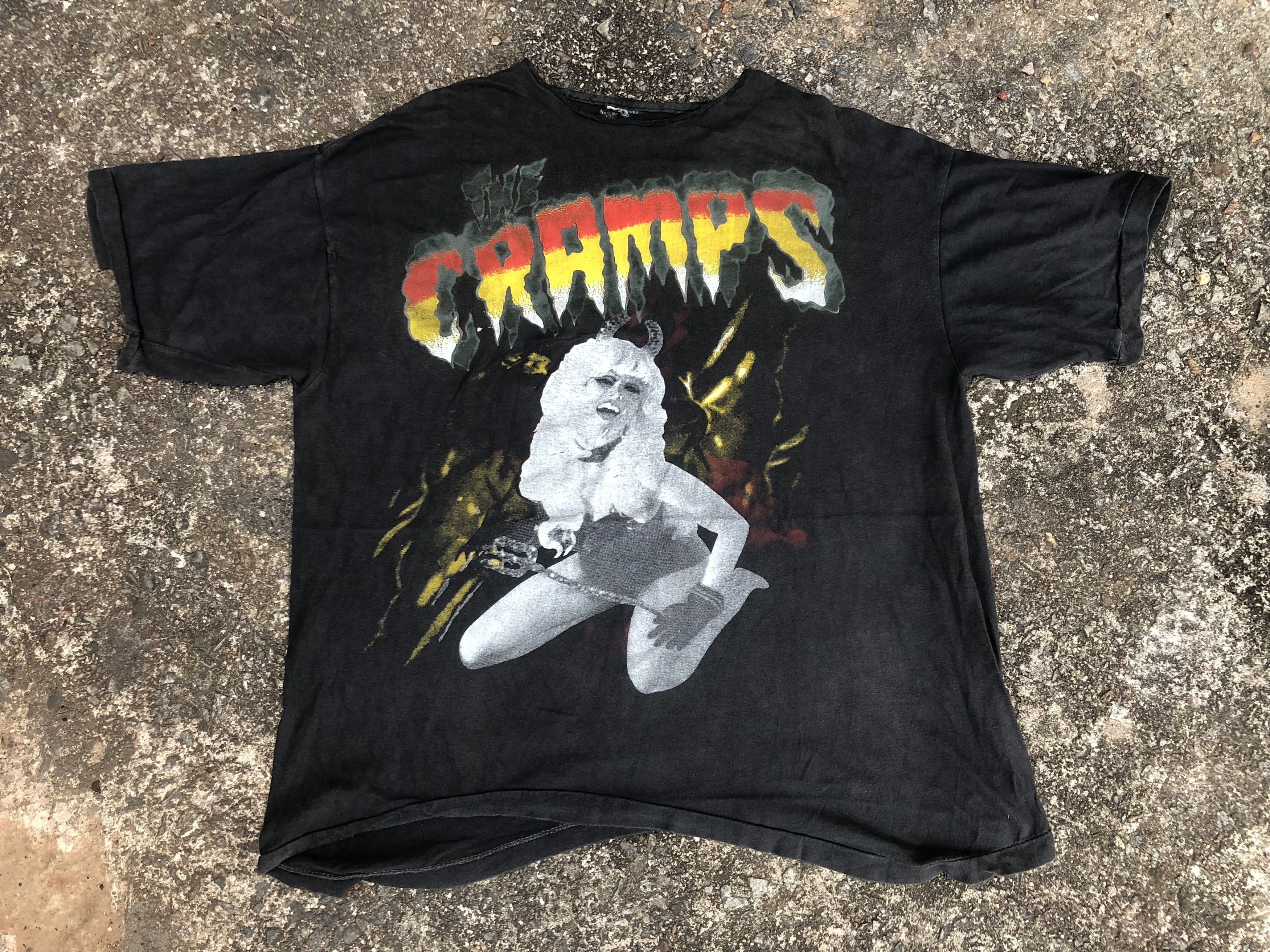 Vintage 🔥Vintage 80s THE CRAMPS 'A Date With Elvis' Punk T-Shirt Size US XL / EU 56 / 4 - 3 Thumbnail