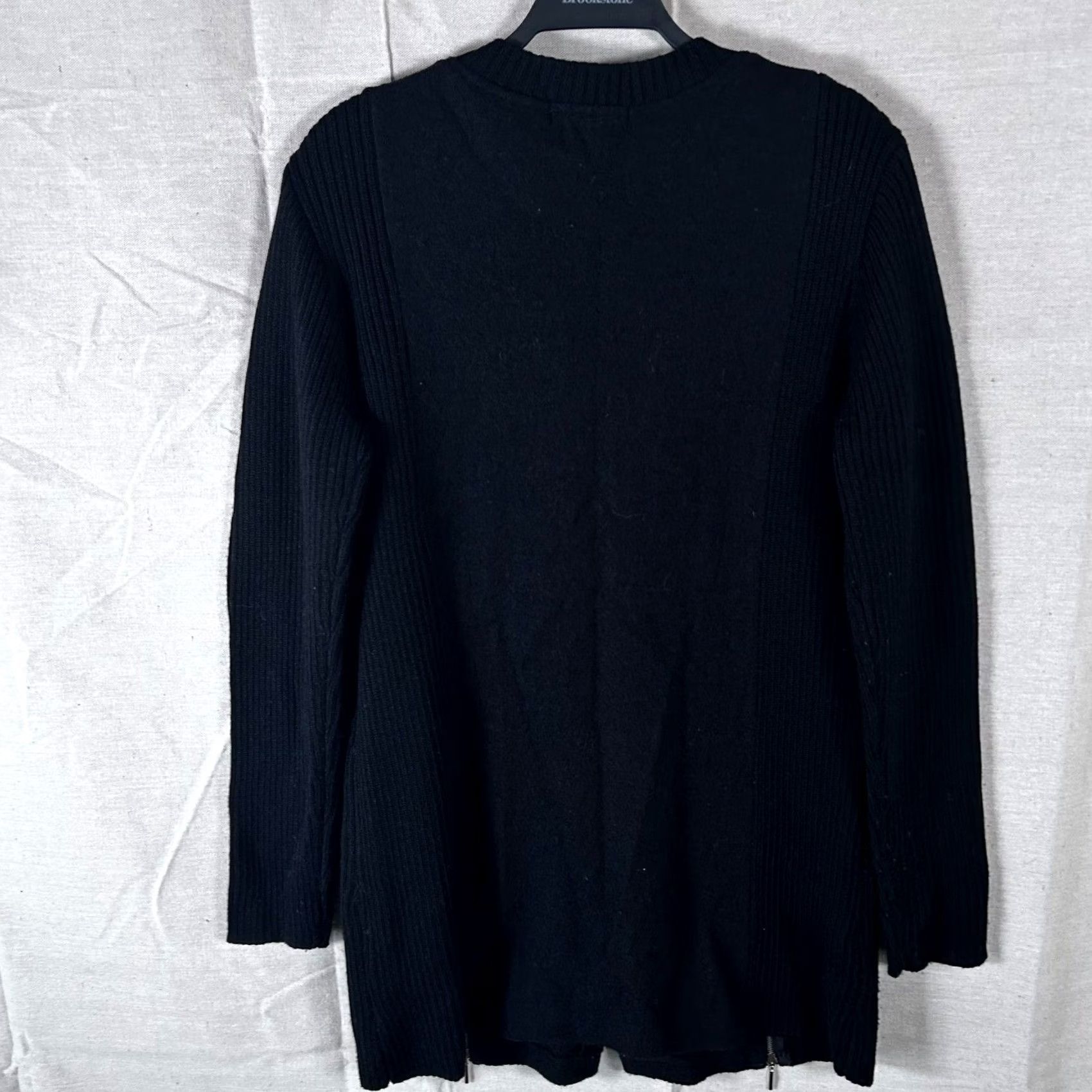 Vintage August Silk Womens M Black Wool Blend Full Zip Cardigan Sweater Size M / US 6-8 / IT 42-44 - 4 Thumbnail