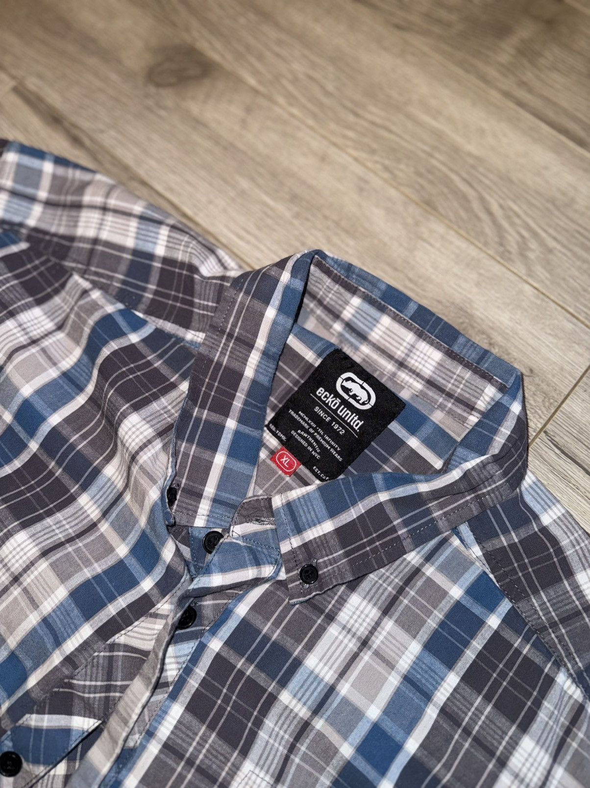 Ecko Unltd. ecko unltd blue and grey checkered shirt Size US XL / EU 56 / 4 - 4 Thumbnail