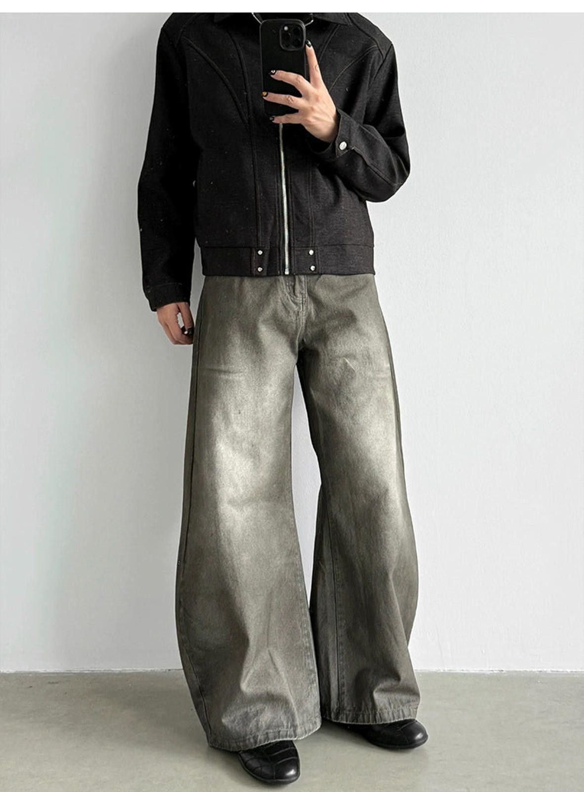Jean Black Wide Leg Denim Jeans, Baggy Fit Jeans Size US 30 / EU 46 - 3 Thumbnail