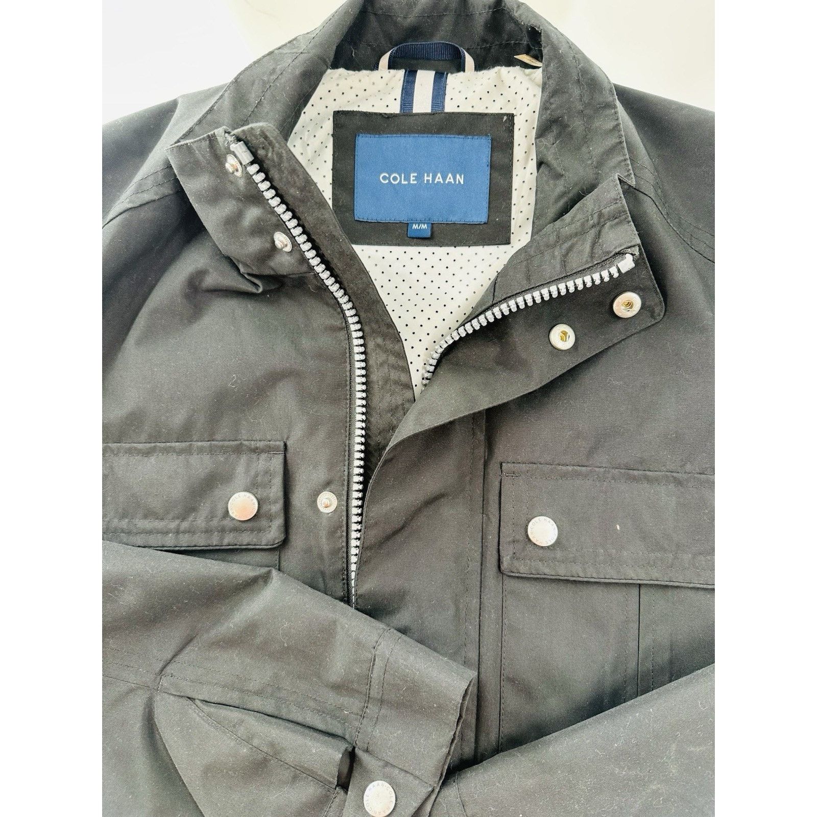 Cole Haan Cole Haan Men’s Full Zip Hooded Rain Coat Jacket Black • M Size US M / EU 48-50 / 2 - 11 Thumbnail