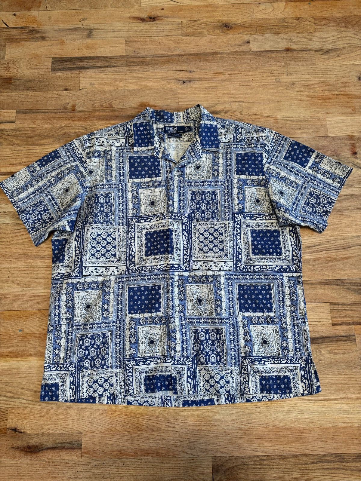 Polo Ralph Lauren Vintage Ralph Lauren Patchwork Blue Paisley Camp Collar Size US XL / EU 56 / 4 - 1 Thumbnail