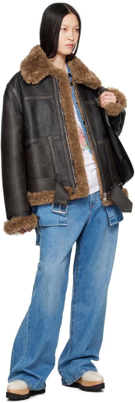 Stella McCartney o1s22i1n1024 Vegan Leather Teddy Biker Jacket Size S / US 4 / IT 40 - 5 Thumbnail
