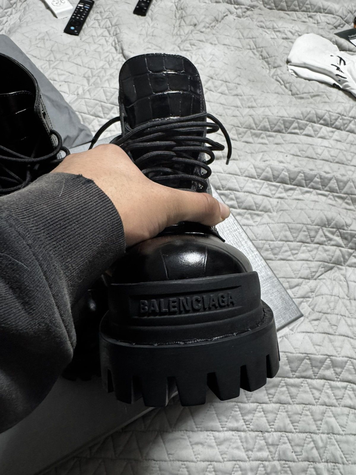 Balenciaga Balenciaga Crocodile Embossed Strike Boots Size US 7 / IT 37 - 6 Thumbnail
