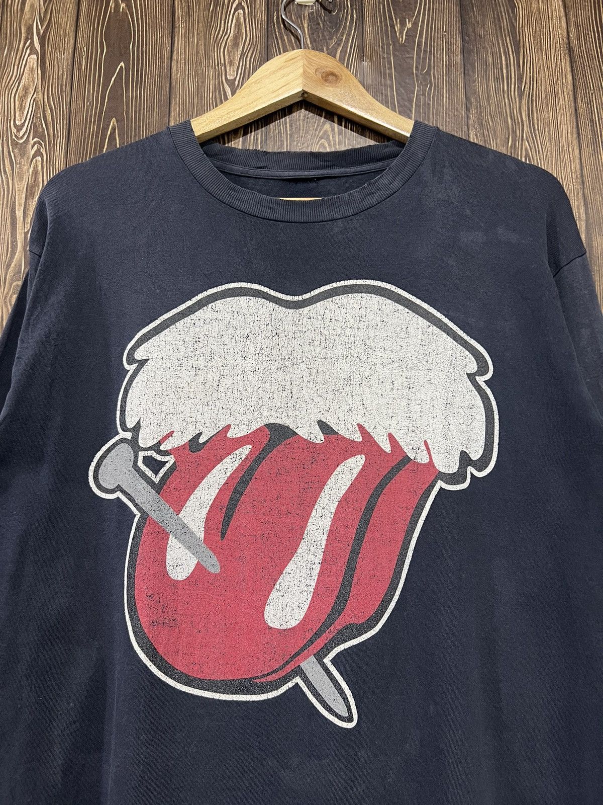 Band Tees × Vintage Vintage The Rolling Stones Band Distressed Longsleeve Tshirt Size US L / EU 52-54 / 3 - 2 Thumbnail