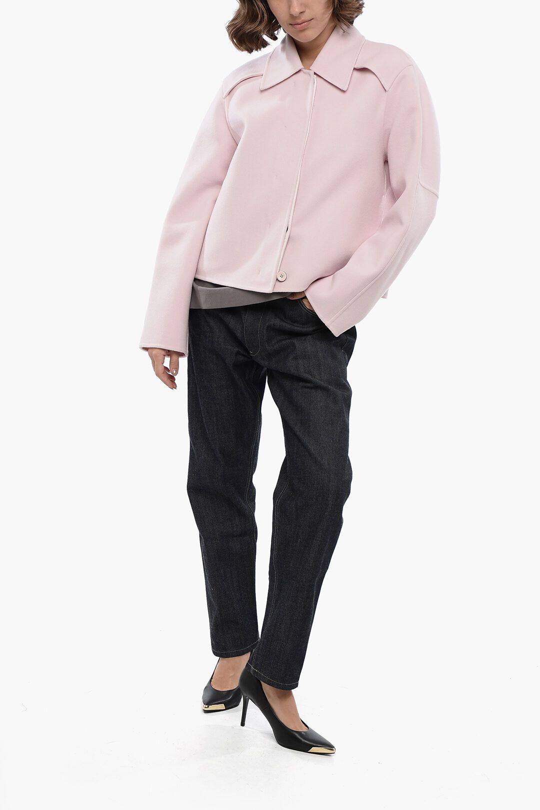 Jil Sander og1mm1225 Wool Short Coat in Pink Size S / US 4 / IT 40 - 4 Thumbnail
