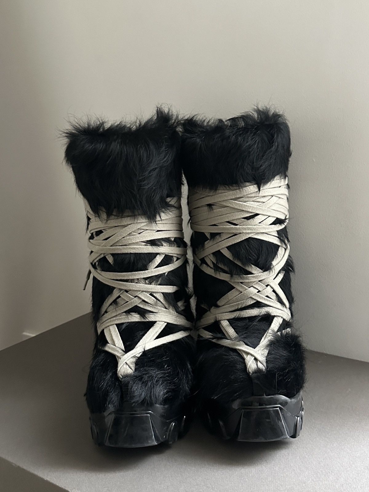 Rick Owens Rick Owens black Pony-Hair Megalace Lunar Boots Size US 6 / IT 36 - 3 Thumbnail