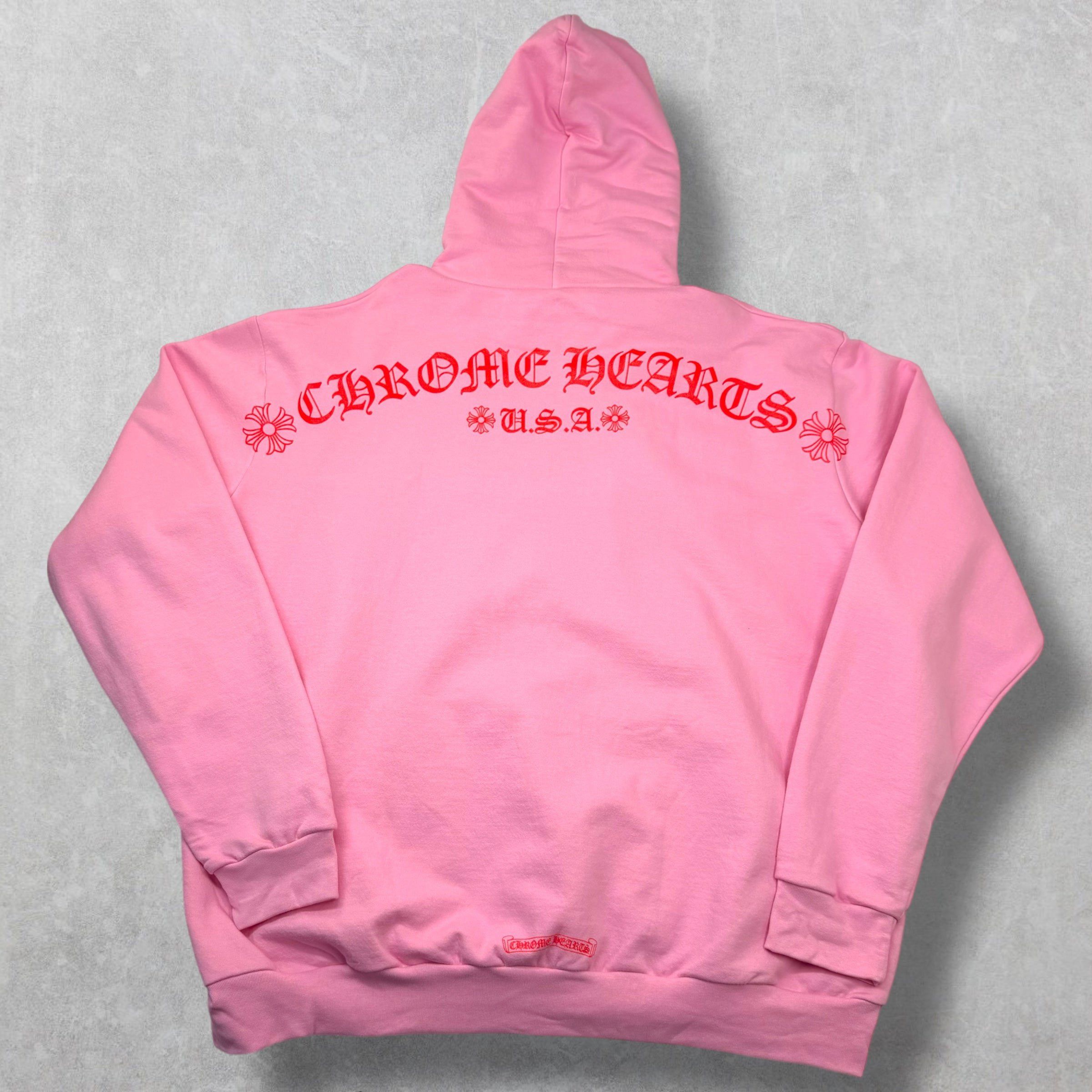 Chrome Hearts Chrome Hearts Red T-bar Logo Hoodie Pink XXL Size US XXL / EU 58 / 5 - 2 Thumbnail