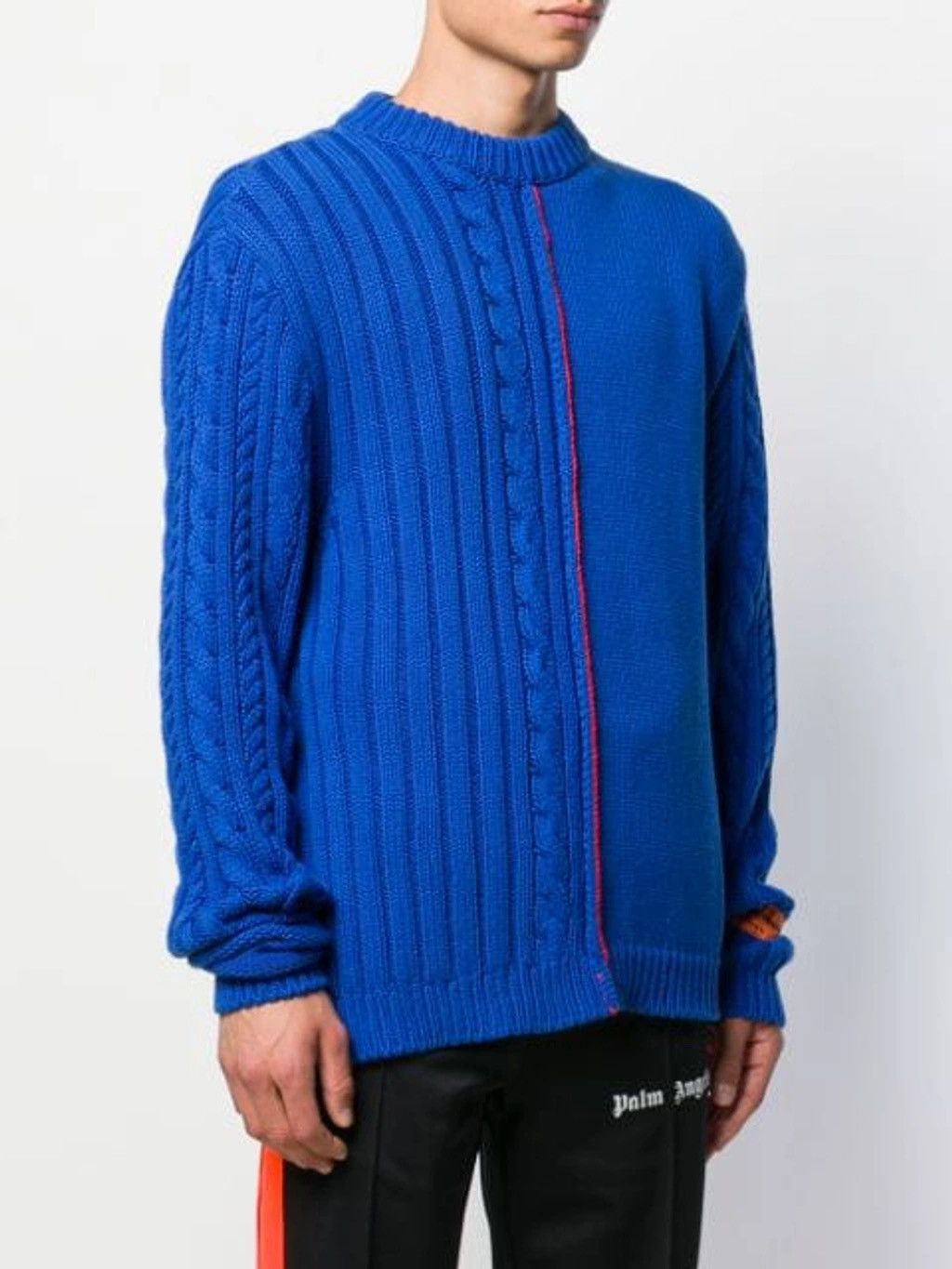 Heron Preston Logo Patch Cable Knit Design Switch Blue Sweater Size US L / EU 52-54 / 3 - 6 Thumbnail
