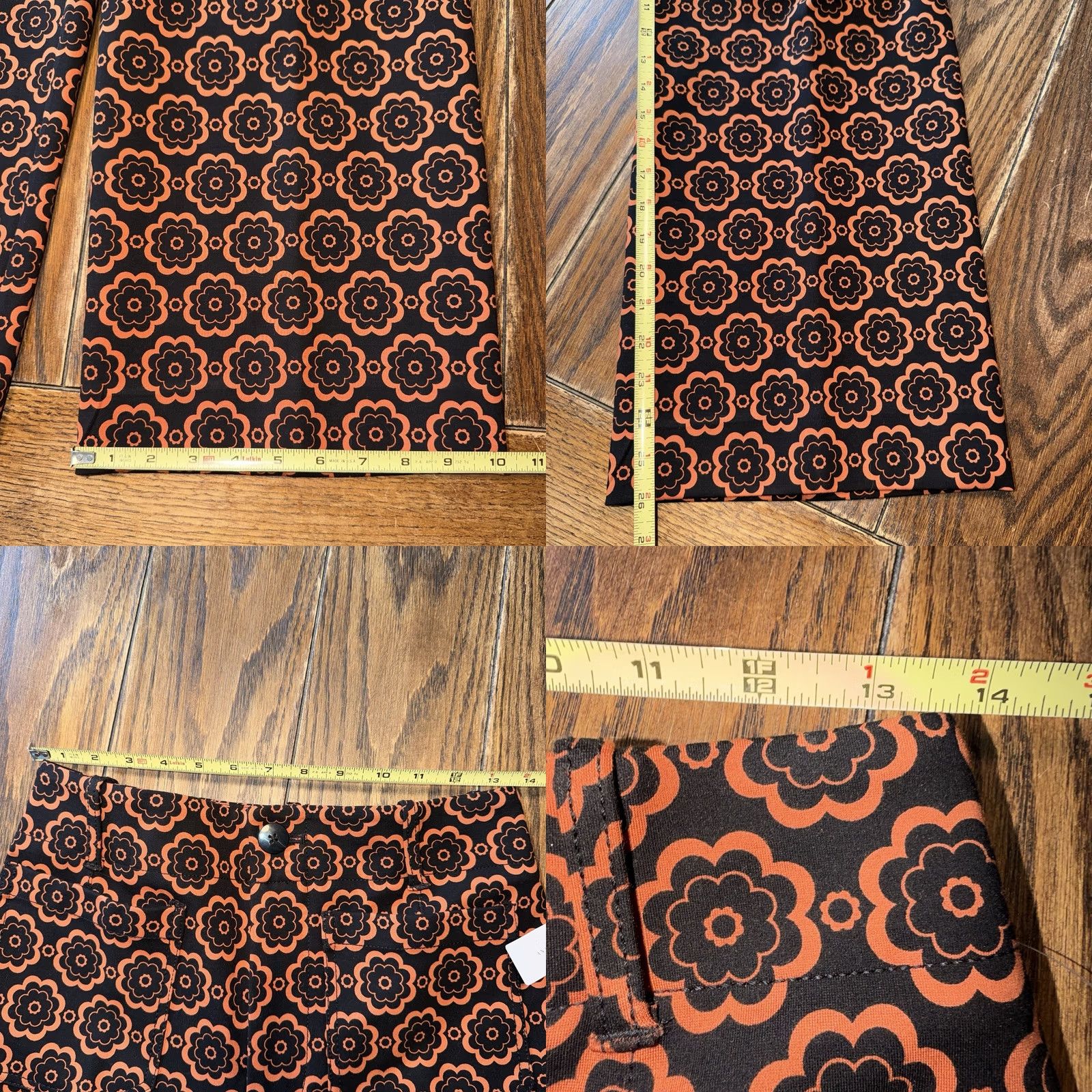 Anthropologie VINTAGE Anthropologie Maeve The Colette Pants Wide-Leg Black Orange Motif New Size 28" / US 6 / IT 42 - 9 Thumbnail