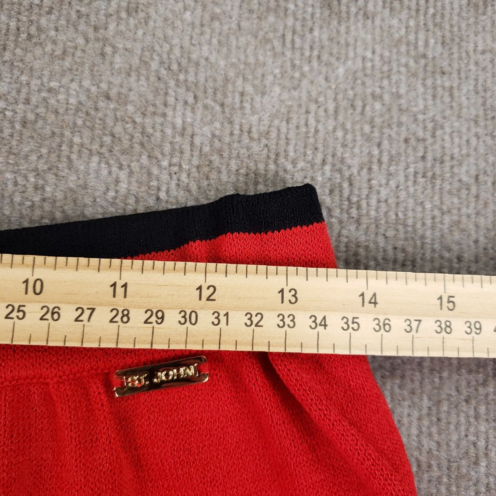 Vintage St John Sport Women's Large Red Stretch Pants Elastic Waist Drawstring Straight Leg Ankle Style Size 36" / US 14 / IT 50 - 5 Thumbnail