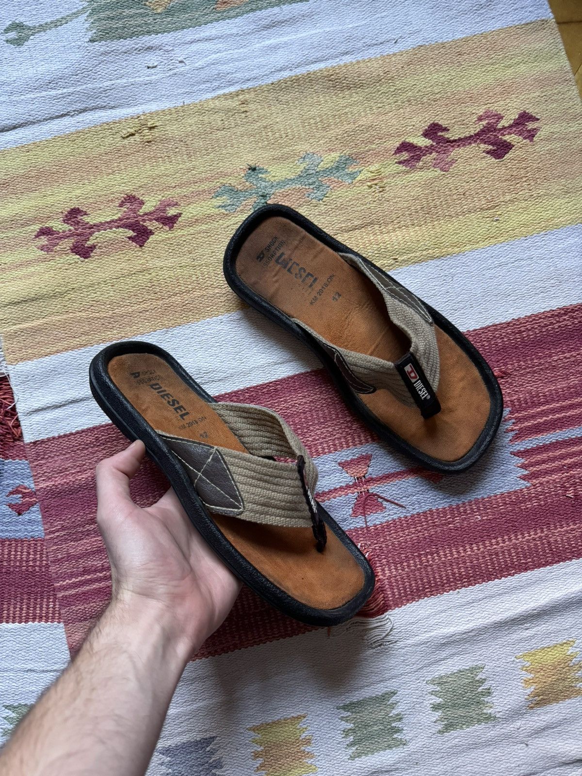 Diesel Vintage 00’s Diesel y2k Japanese Khaki Sandals Size US 8.5 / IT 38.5 - 1 Thumbnail
