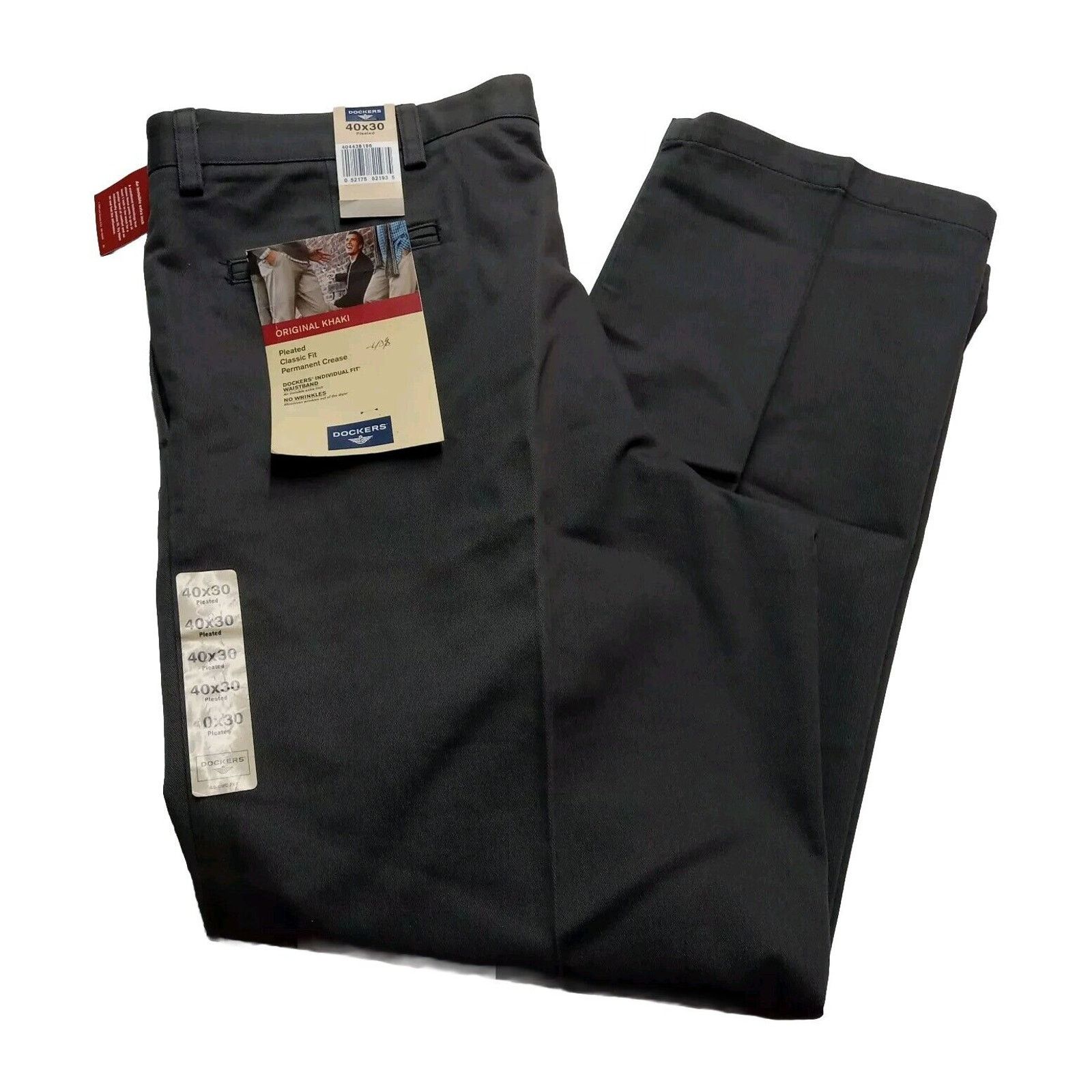 Dockers Vintage Dockers Khakis Men's 40x30 Gray Pleated Classic Fit Size US 40 / EU 56 - 1 Thumbnail