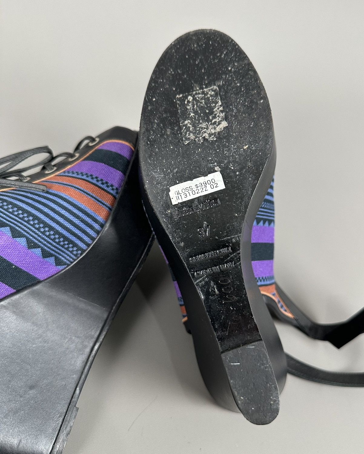 Hermes Hermes - Toile Aztec Pattern Galla Laced-Up Heel Multicolor Size US 7 / IT 37 - 8 Thumbnail