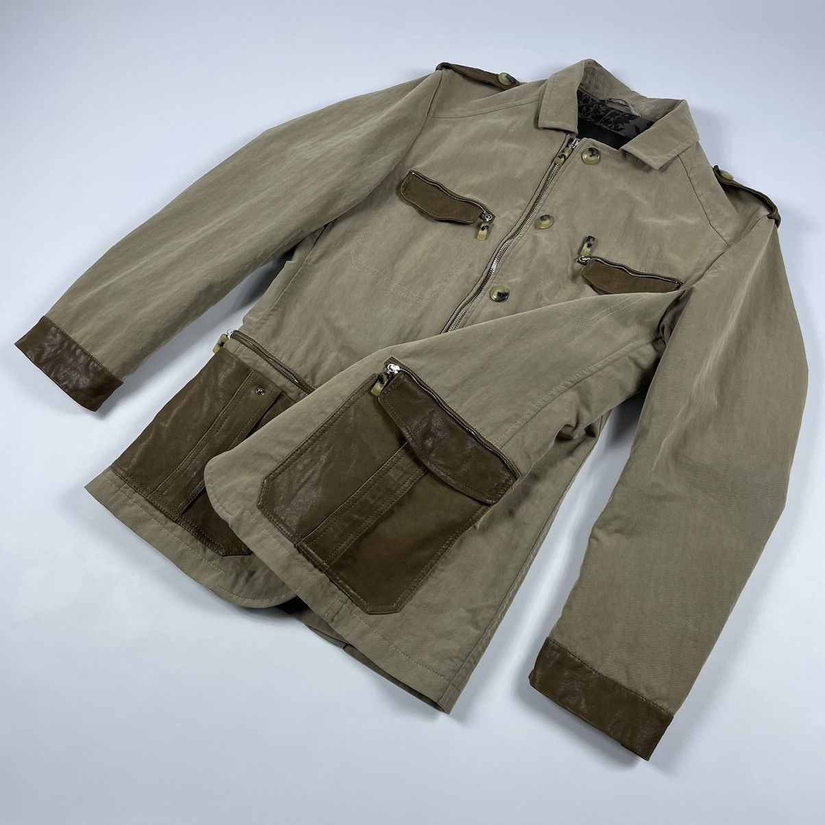 Etro ETRO Archives Zip Button Leather Cotton Beige/Brown Jacket Size US M / EU 48-50 / 2 - 5 Thumbnail