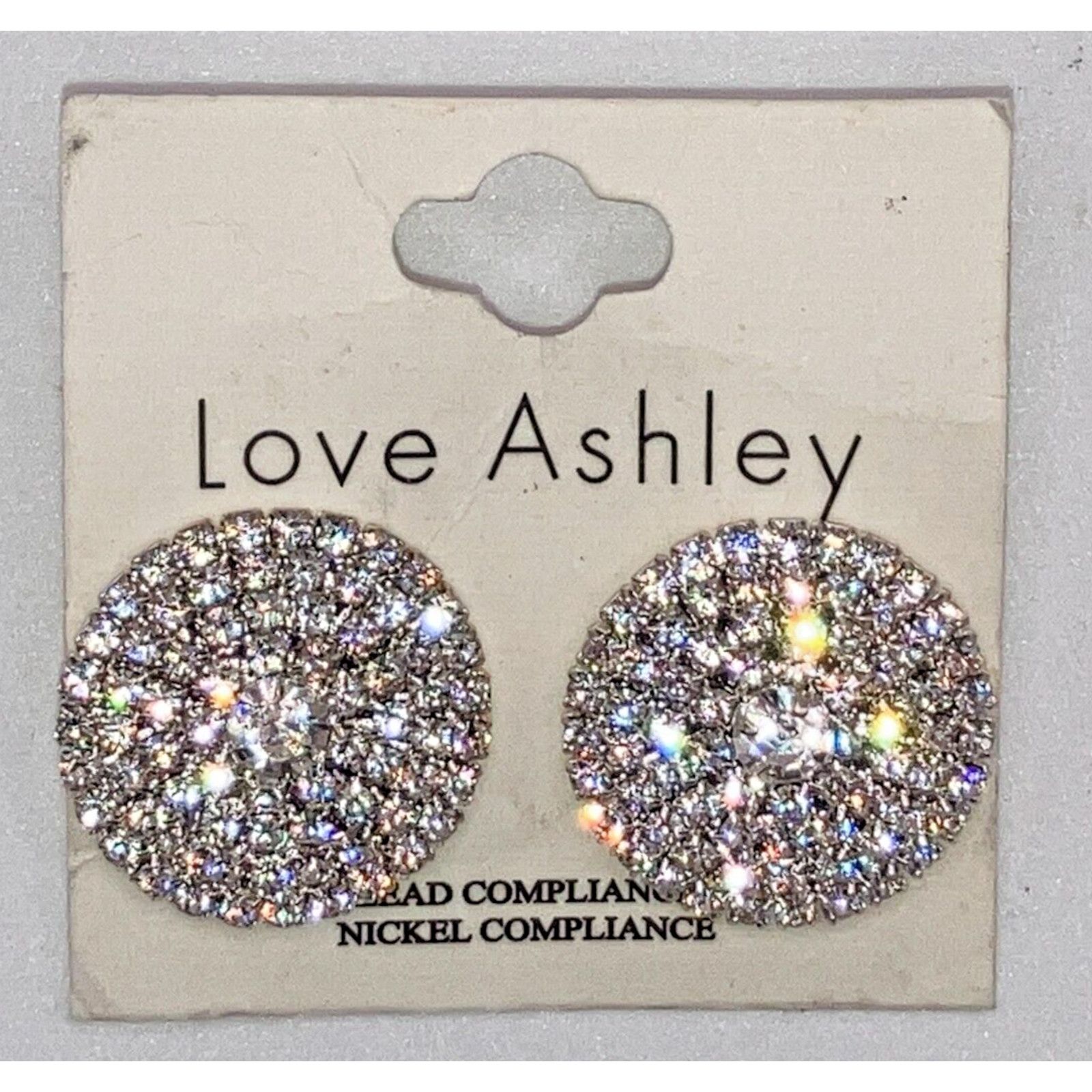 Other New With Tags! Love Ashley Rhinestone Formal 1" Earrings! Size ONE SIZE - 2 Thumbnail