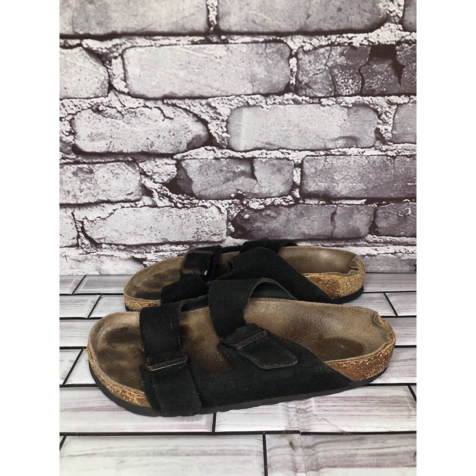 Birkenstock Birkenstock Arizona Black Suede Leather Cork Slides Sandals Size US 6 / IT 36 - 6 Thumbnail