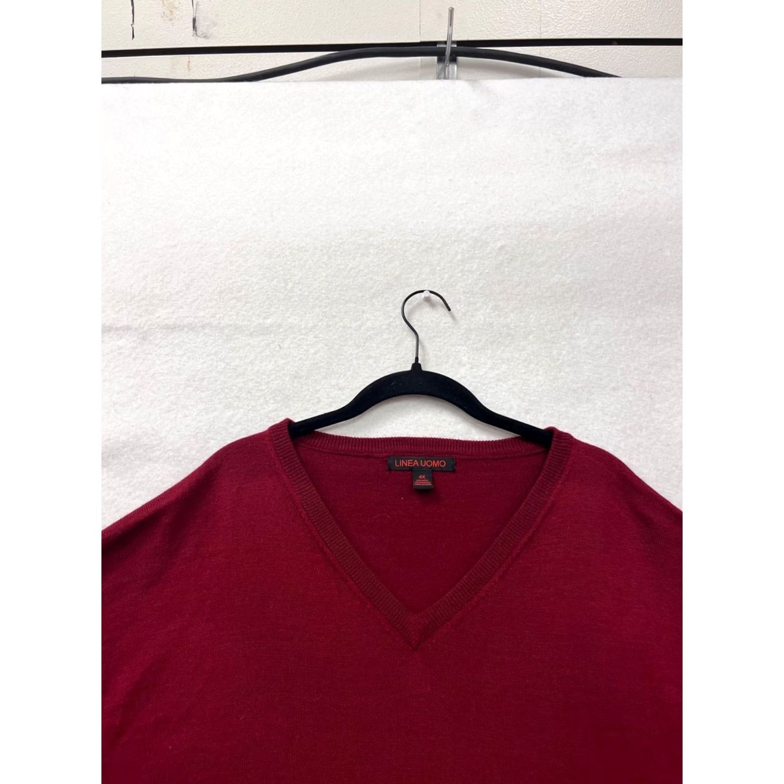 Vintage Linea Uomo Sweater Unisex Adults 4X V-Neck Red Wool Acrylic Pullover Size US XXL / EU 58 / 5 - 4 Thumbnail