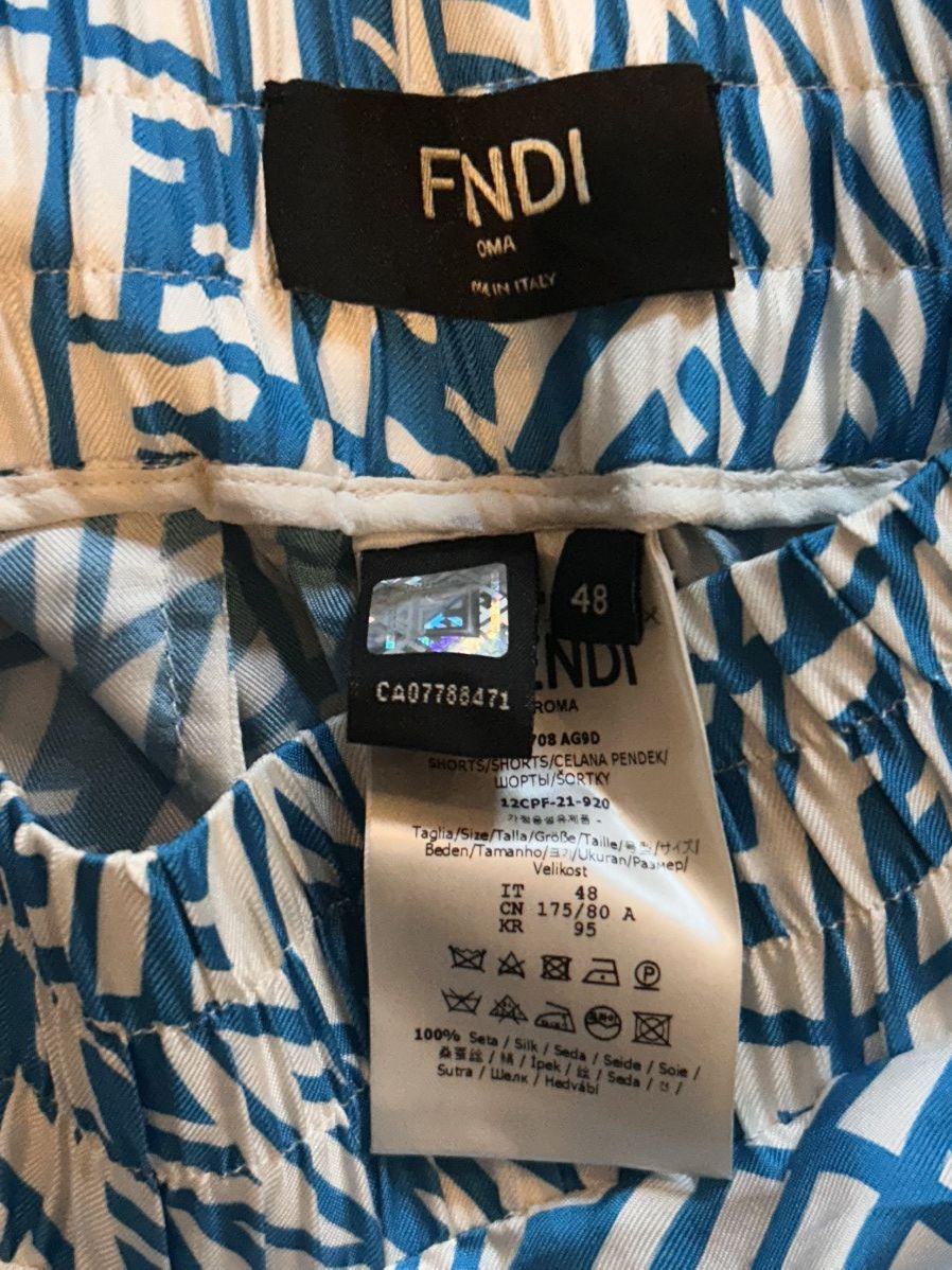 Fendi Fendi FF Vertigo Silk Bermuda Shorts 'Turquoise/White' Size US 32 / EU 48 - 2 Thumbnail
