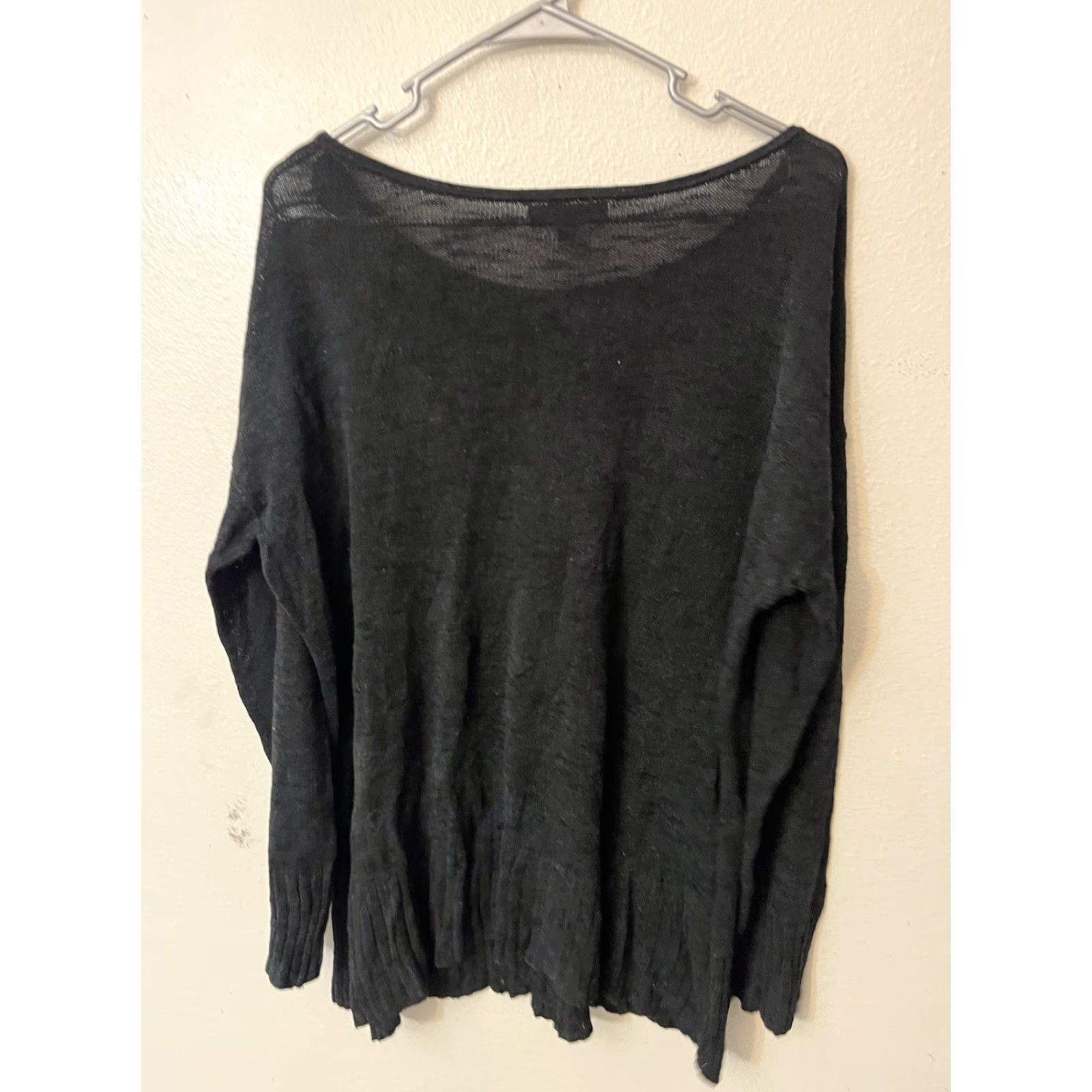 Banana Republic Banana Republic Solid Ramie Rayon Knit Sweater Large Black Ribbed Women Pullover Knit Shirt/Ribbed Viscose Blend Black Knit 90s Theme Rose Size L / US 10 / IT 46 - 3 Thumbnail