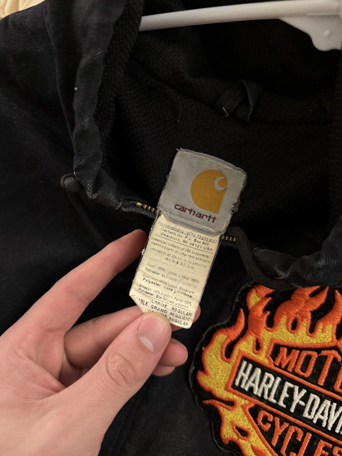 Carhartt Vintage Carhartt Harley Davidson Black Flame Hooded Jacket Size US L / EU 52-54 / 3 - 6 Thumbnail