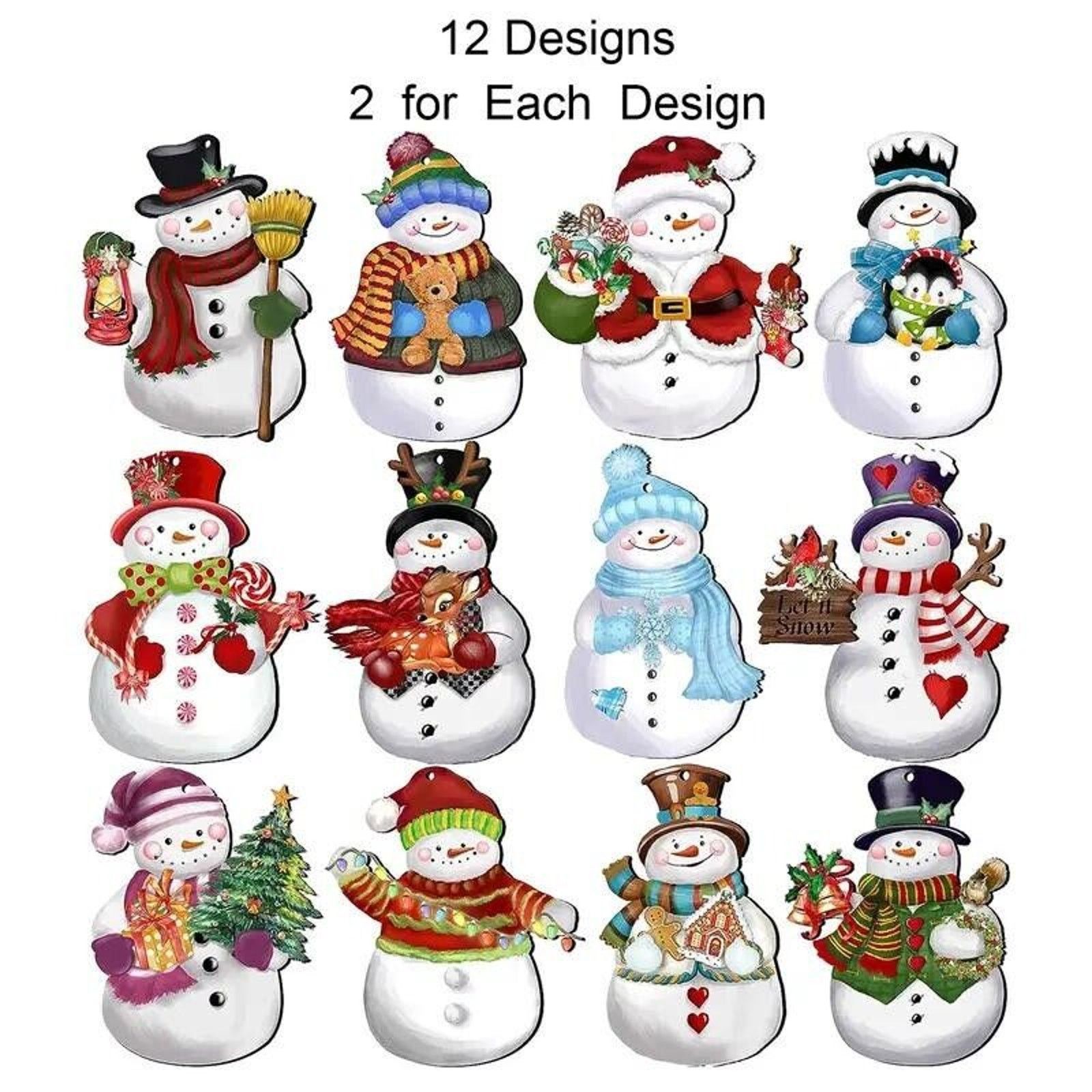 Other 24pcs Christmas Snowmen Wooden Tree Ornaments • Window Décor Size ONE SIZE - 2 Thumbnail