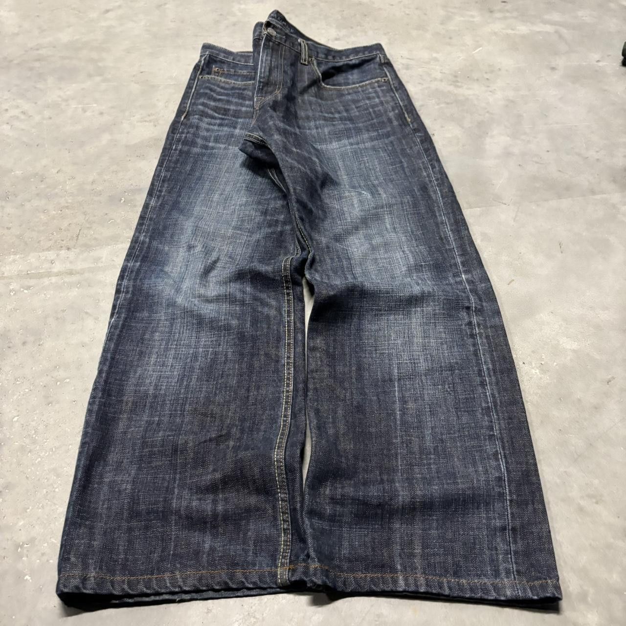 Japanese Brand × Vintage Crazy Vintage Y2K/2000s Grunge Dark Wash Skater Denim Jeans! Size US 33 - 3 Thumbnail