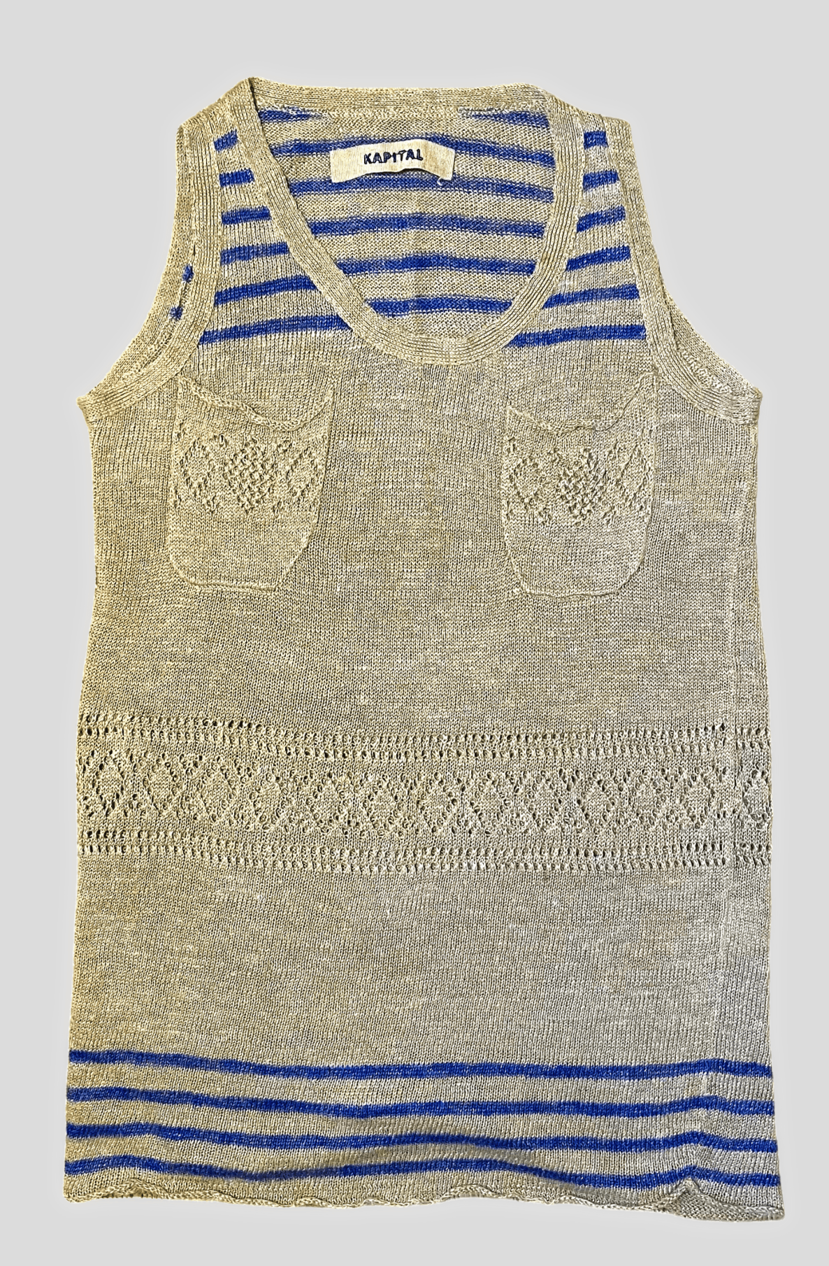 Kapital Kapital Men's Grey and Blue Woven Linen Knit Size US S / EU 44-46 / 1 - 1 Thumbnail