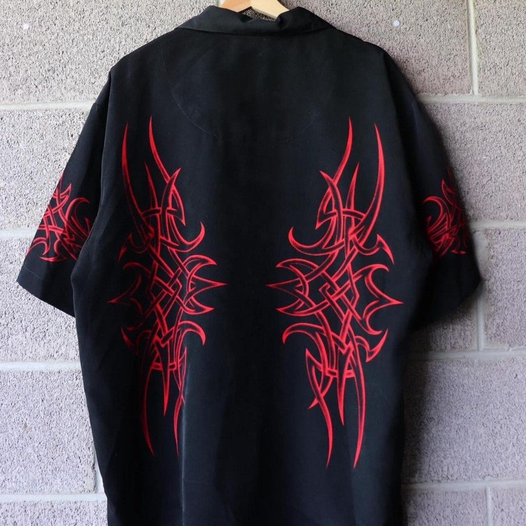 Dragonfly Vintage dragonfly Black & red tribal button-up shirt #tribal Size US XL / EU 56 / 4 - 2 Thumbnail
