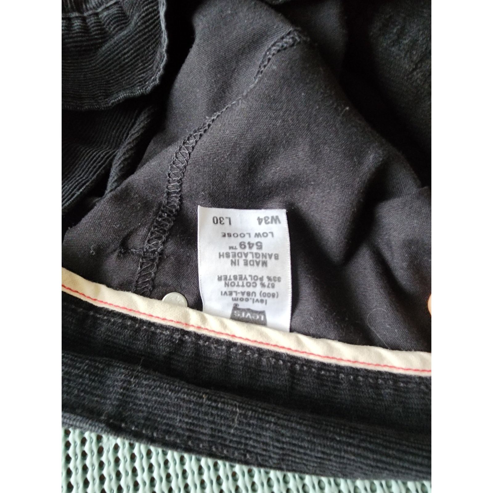 Levi's Levi's 549 Men's Corduroy Pants 34x30 Black Low Loose Fit Size US 34 / EU 50 - 4 Thumbnail