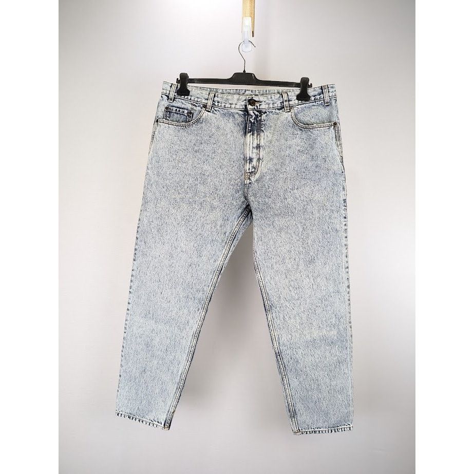 Saint Laurent Paris o1rshd1 Baggy Cropped Organic Jeans in Heavy Marble Blue Size US 36 / EU 52 - 1 Thumbnail