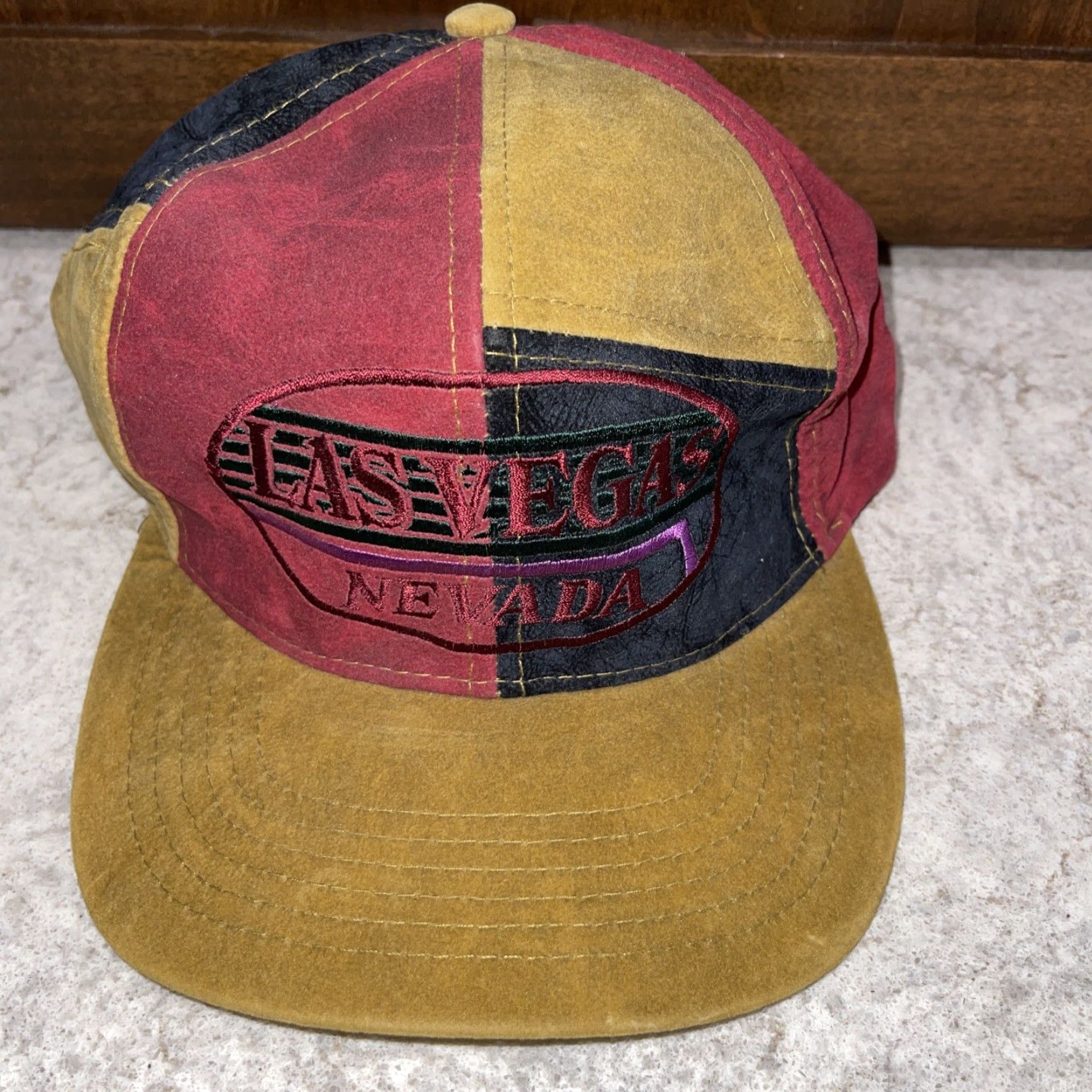 Vintage VINTAGE Las Vegas Maroon Brown Patch Hat Cap SnapBack Rayon One Size Mens Adjustable Size ONE SIZE - 2 Thumbnail