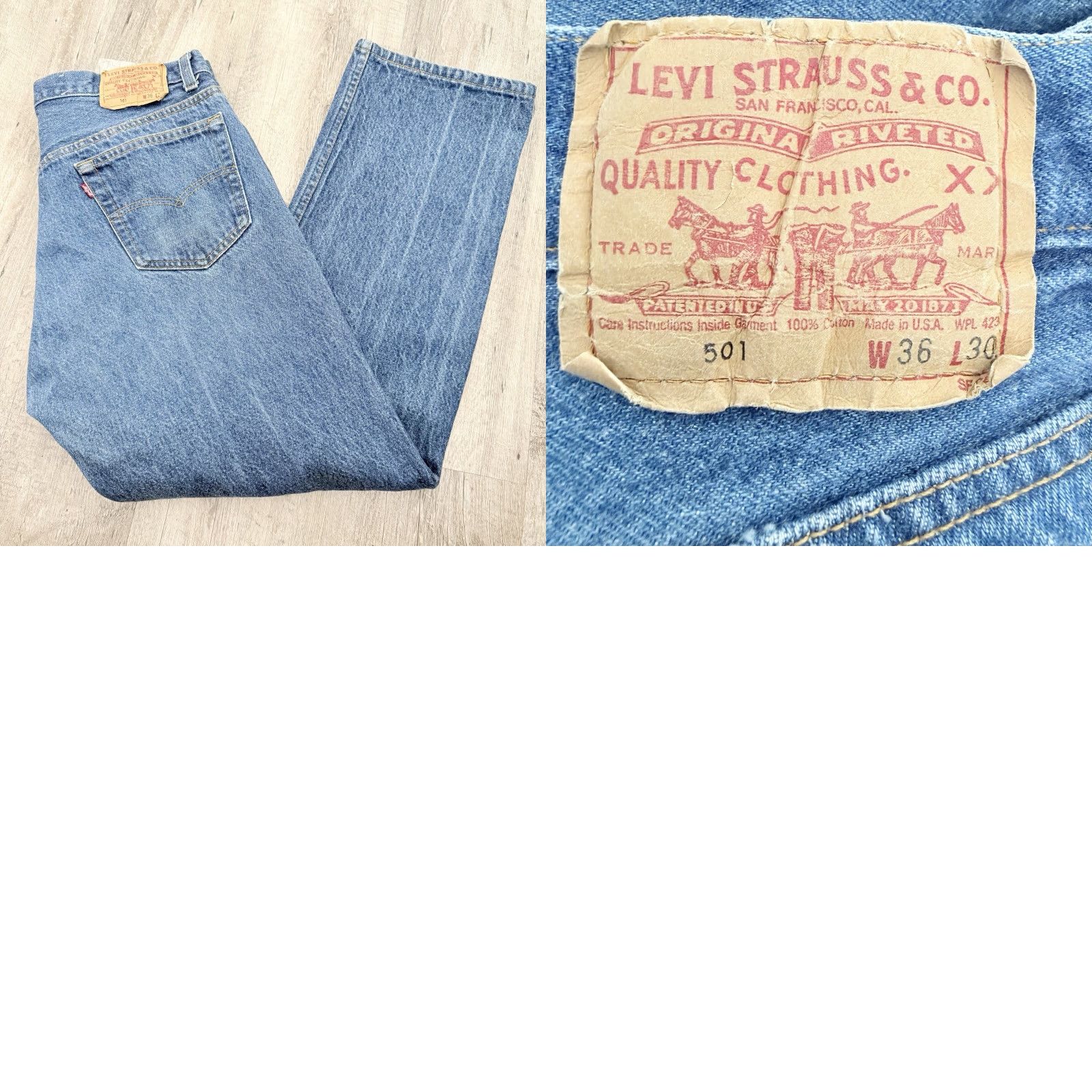 Levi's VINTAGE Levi's 501 Jeans Mens Button-Fly 501-0000 Dark Wash Blue 1995 33x28 Regular Straight 5-Pocket USA Made Size US 36 / EU 52 - 8 Thumbnail