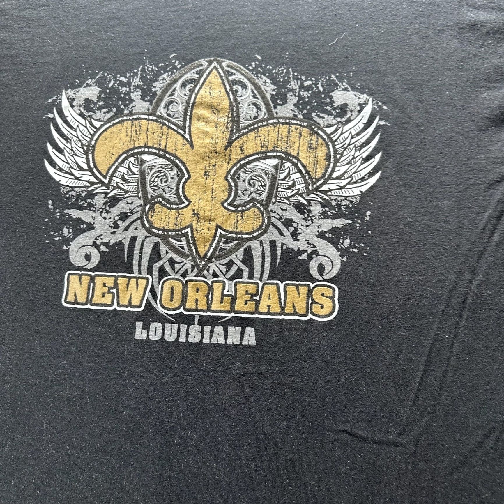 Jerzees Jerzees Shirt Mens XL Black New Orleans Louisiana Fleur De Lis Graphic Tee Size US XL / EU 56 / 4 - 2 Thumbnail