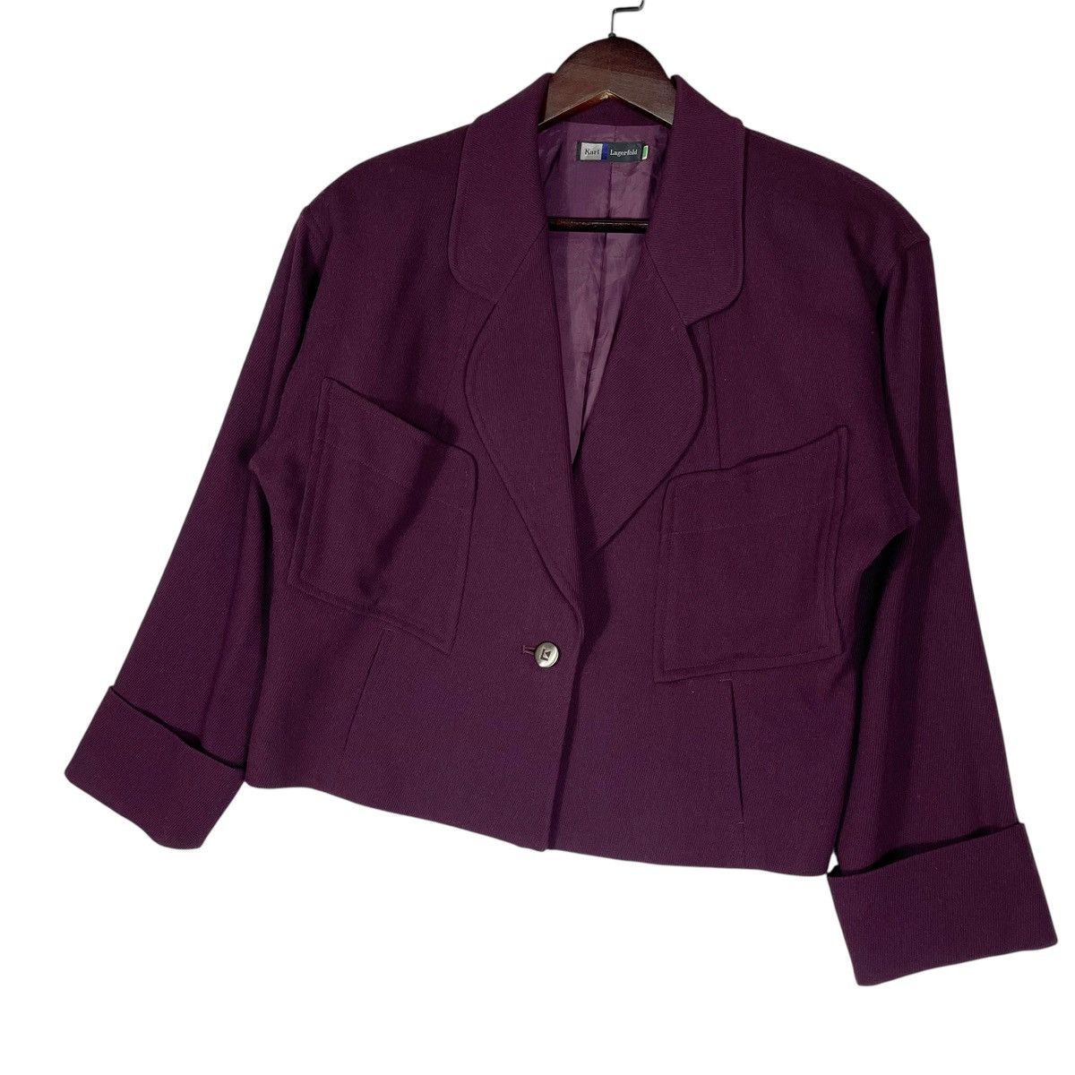Karl Lagerfeld Vintage Karl Lagerfeld Plum Wool Jacket Size M / US 6-8 / IT 42-44 - 7 Thumbnail