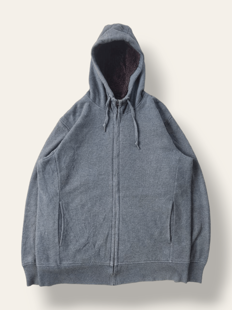 image of Uniqlo Sherpa Lined Zipper Hoodie in Grey, Men's (Size XL)