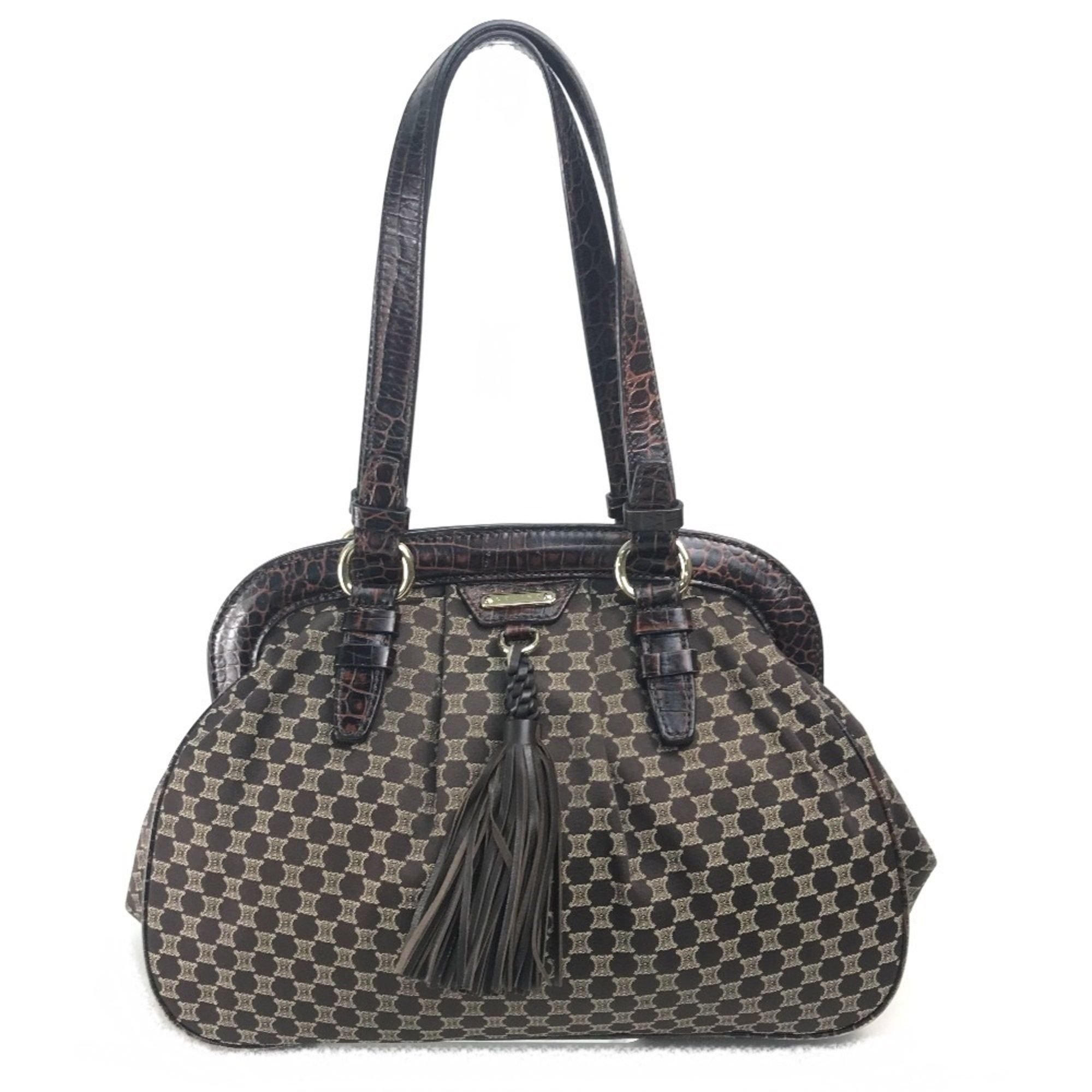 Celine CELINE Logo Macadam Bag Tote Bag Tassel Shoulder Bag Brown x GoldHardware Size ONE SIZE - 1 Thumbnail