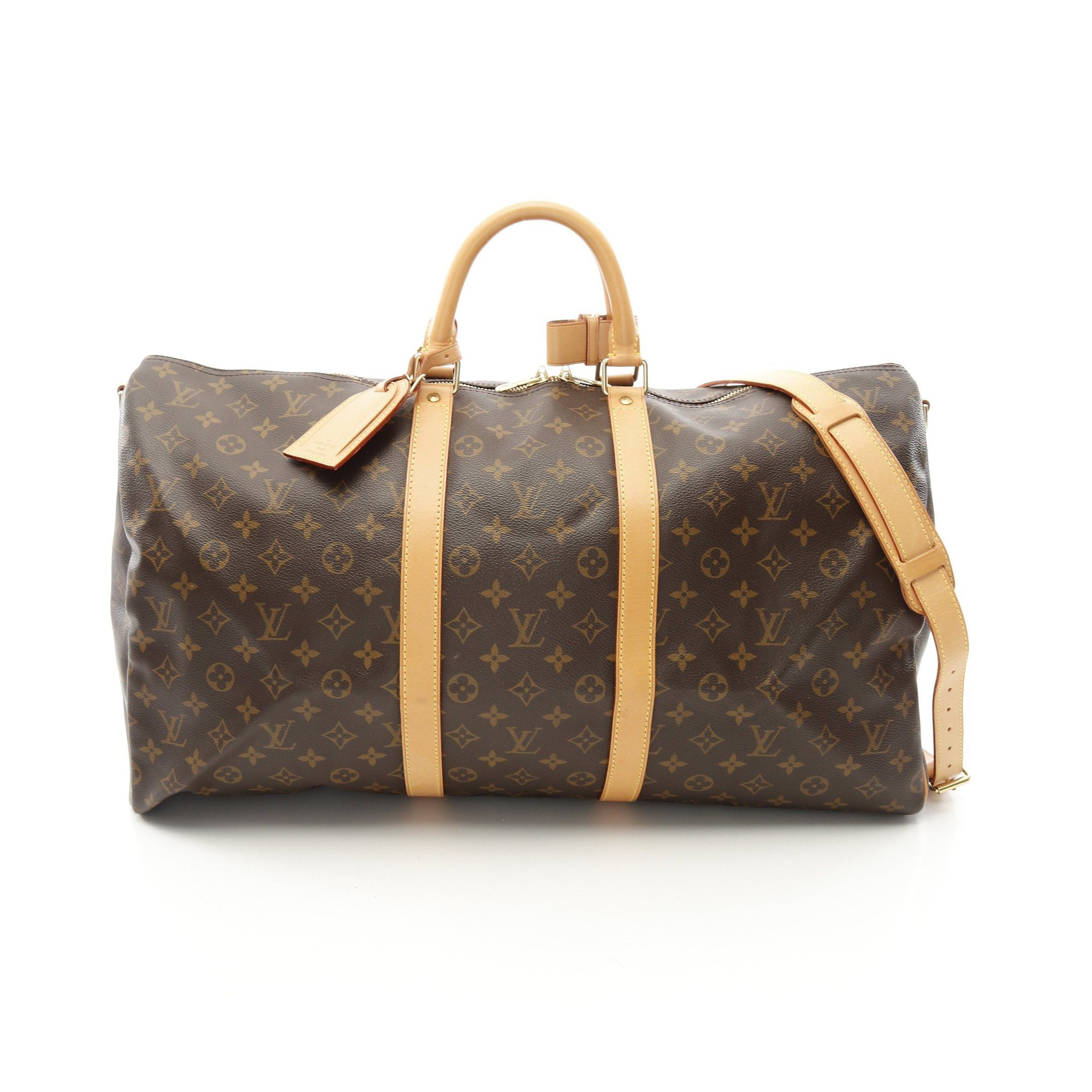 Louis Vuitton Louis Vuitton Keepall 55 Monogram Boston Bag Leather Brown Size ONE SIZE - 1 Thumbnail