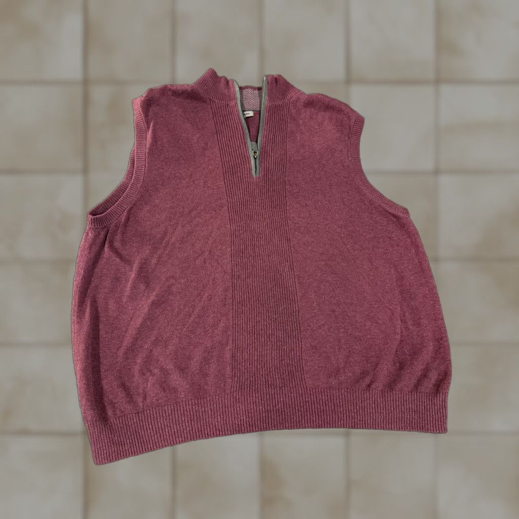 Johnston & Murphy Johnston & Murphy Sweater Vest Mens XL Purple 1/4 Zip Ribbed Knit Pima Cotton Vest Knitwear Casual Winter Fall Spring Crew Neck Lightweight Size US XL / EU 56 / 4 - 1 Thumbnail