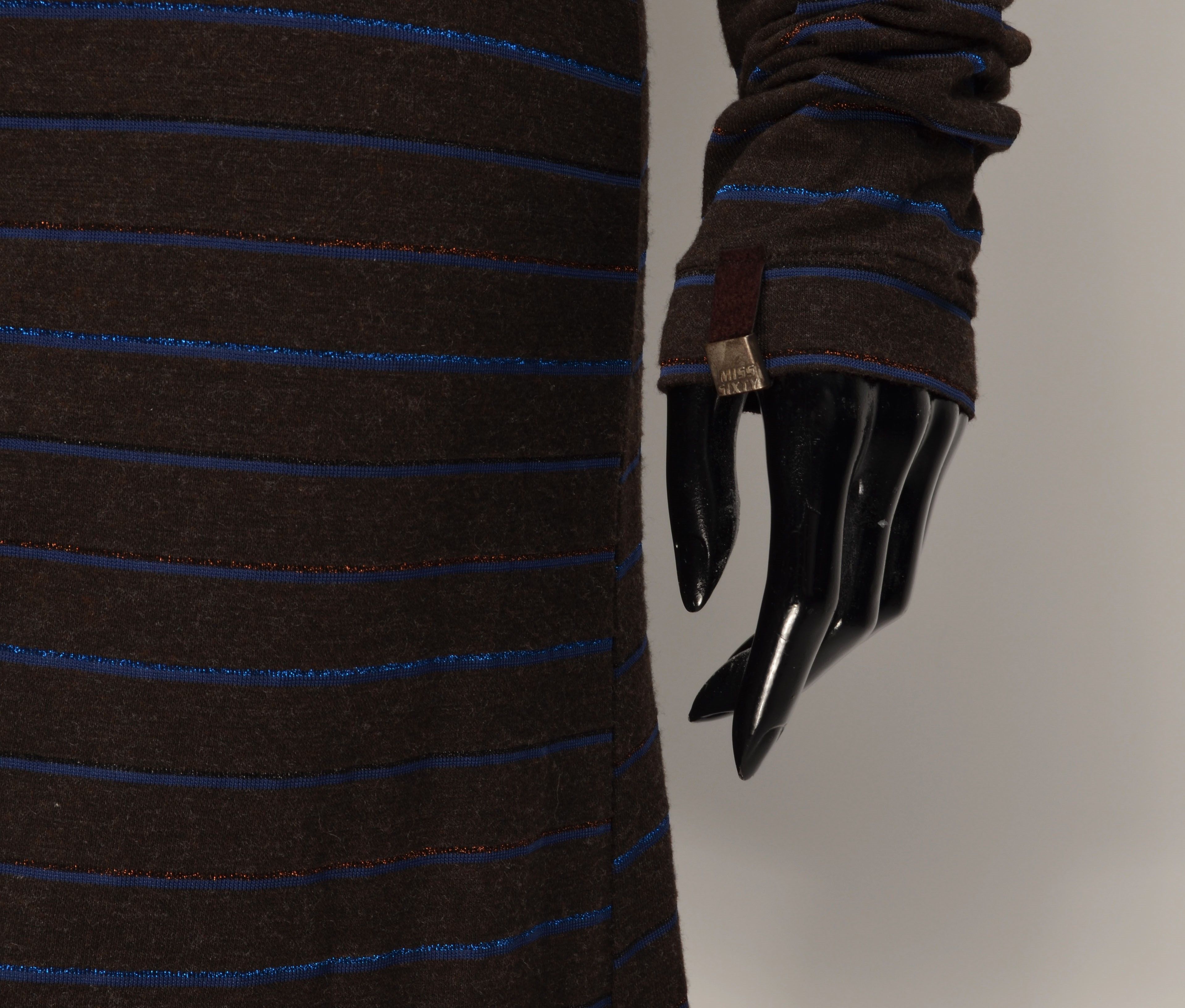 Miss Sixty × Vintage Miss Sixty Striped Knit Bodycon Dress Open Back Lace-Up Size M / US 6-8 / IT 42-44 - 5 Thumbnail