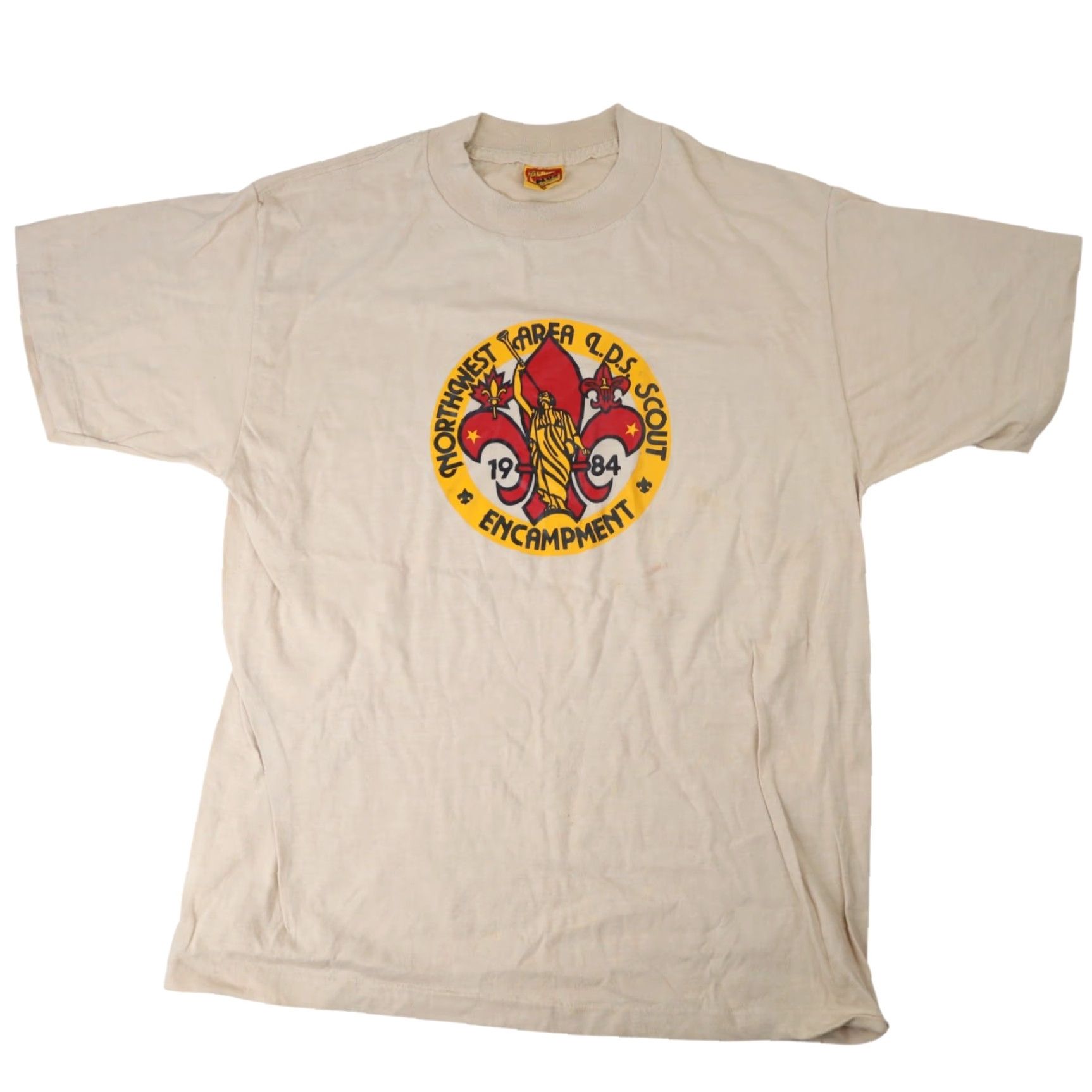 Vintage VINTAGE Northwest LDS Scouts Encampment XL Graphic T Shirt Mens XL Cream 1984 Size US XL / EU 56 / 4 - 2 Thumbnail